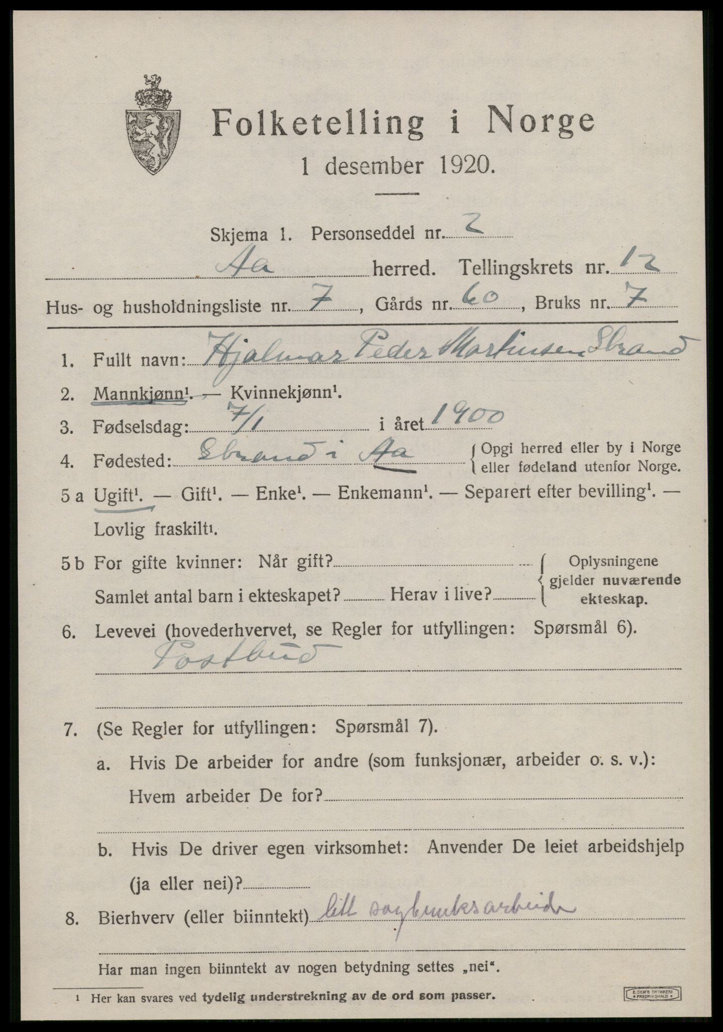 SAT, Folketelling 1920 for 1630 Å herred, 1920, s. 5096