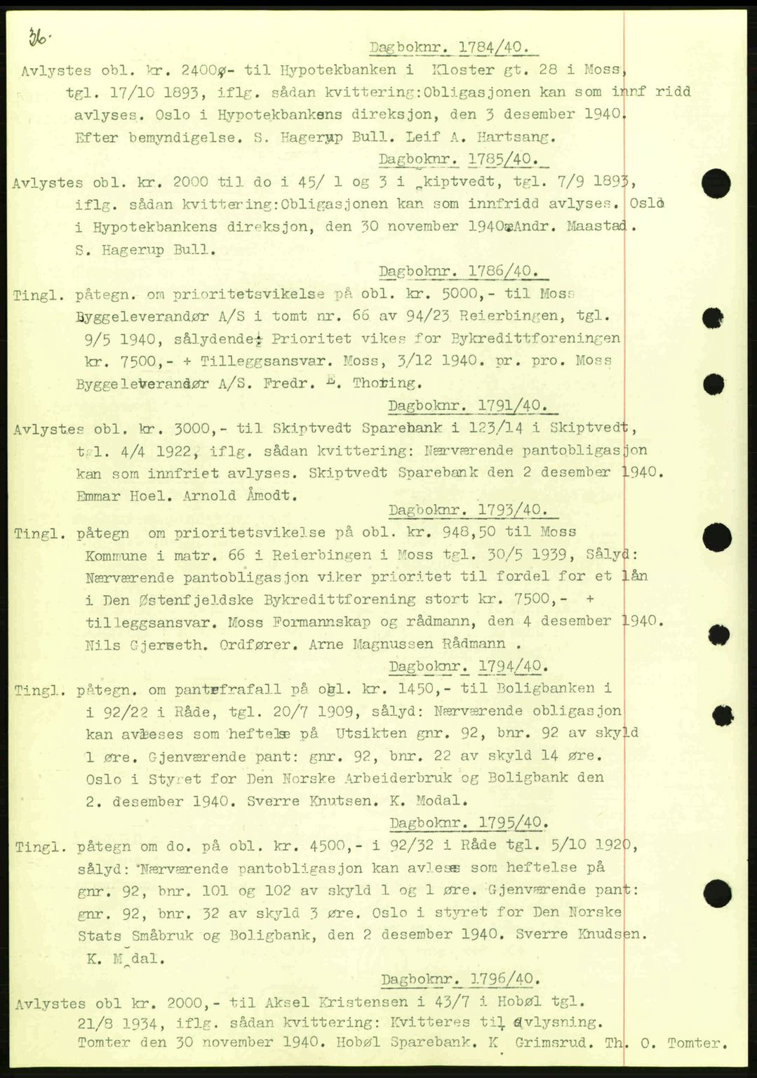 Moss sorenskriveri, SAO/A-10168: Pantebok nr. B10, 1940-1941, Dagboknr: 1784/1940
