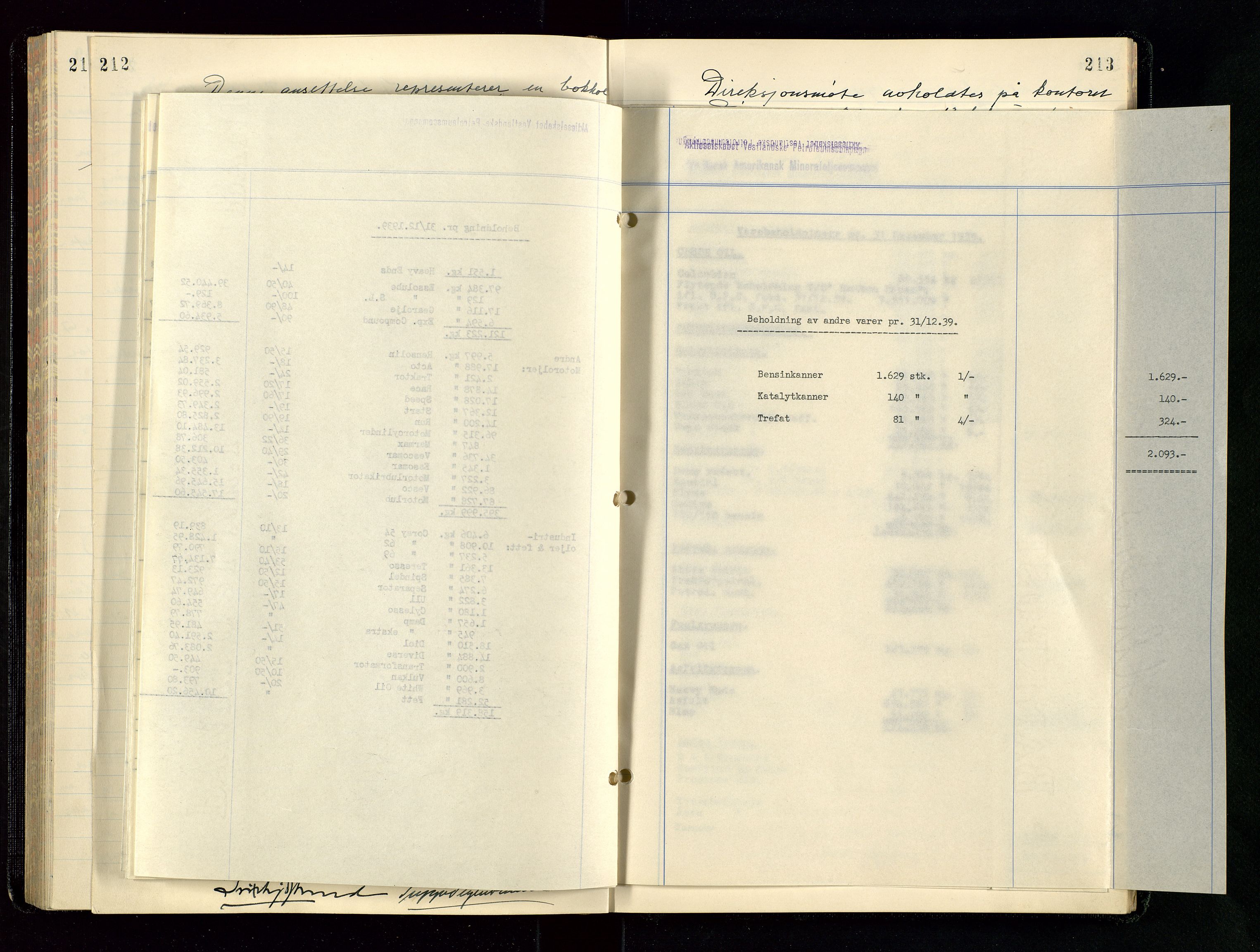 PA 1534 - Østlandske Petroleumscompagni A/S, AV/SAST-A-101954/A/Aa/L0004/0003: Direksjonsprotokoller / Den Administrerende Direksjon alle selskaper (referatprotokoll), 1936-1943