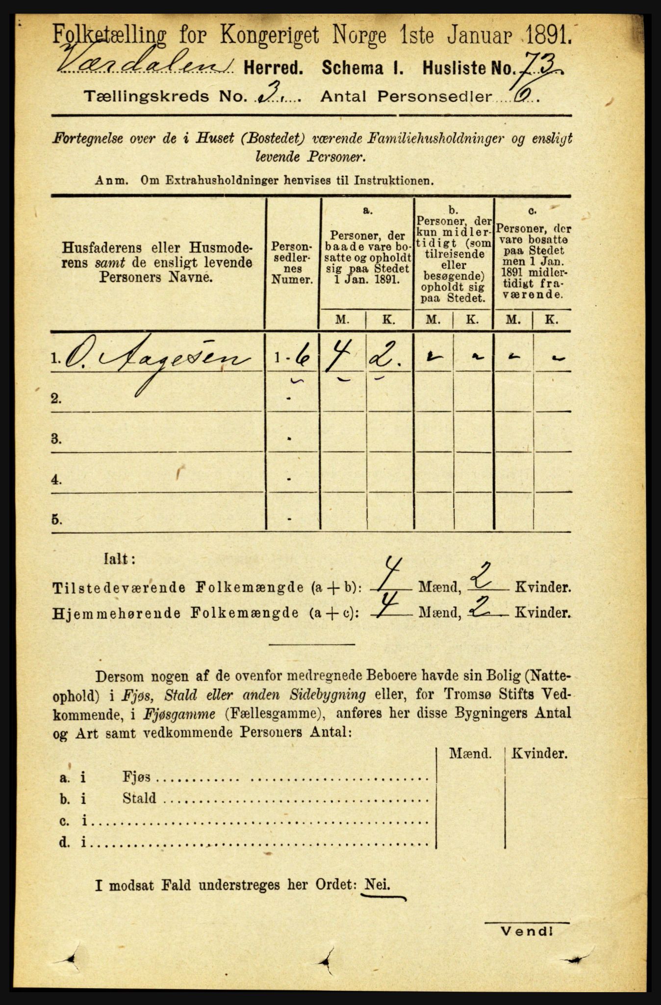 RA, Folketelling 1891 for 1721 Verdal herred, 1891, s. 1732