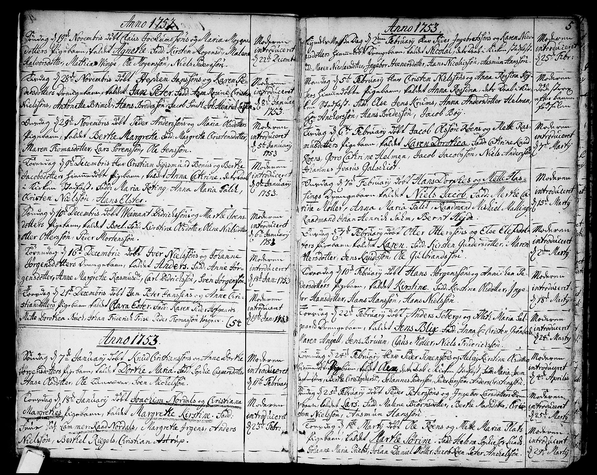 Strømsø kirkebøker, AV/SAKO-A-246/F/Fa/L0009: Ministerialbok nr. I 9, 1752-1791, s. 5