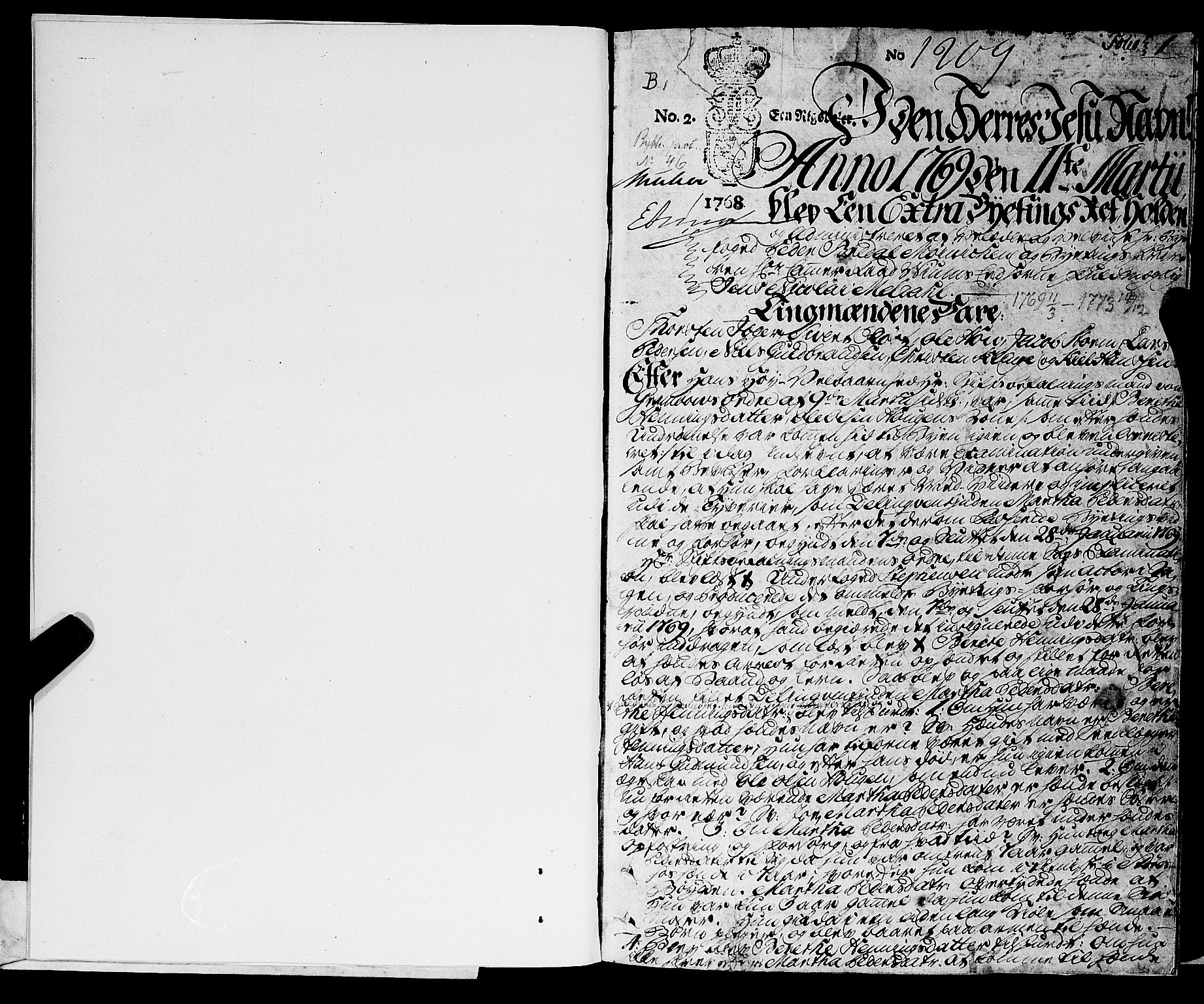 Trondheim byfogd, AV/SAT-A-0003/1/1/1A/L0052: Bytingsprotokoll - 11/3-11/4.Gl.nr.46a. U, 1769-1771, s. 0b-1a