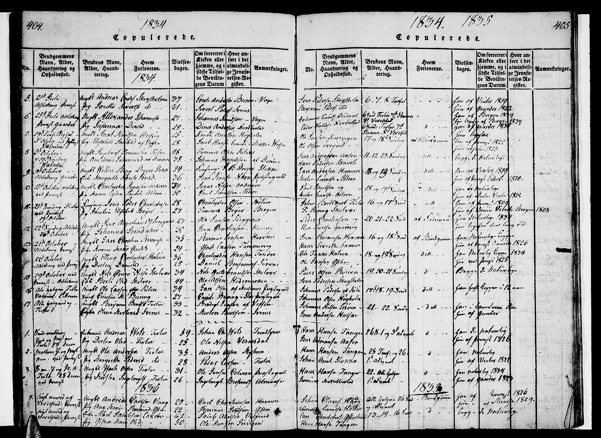 Ministerialprotokoller, klokkerbøker og fødselsregistre - Nordland, AV/SAT-A-1459/830/L0457: Klokkerbok nr. 830C01 /1, 1820-1842, s. 404-405