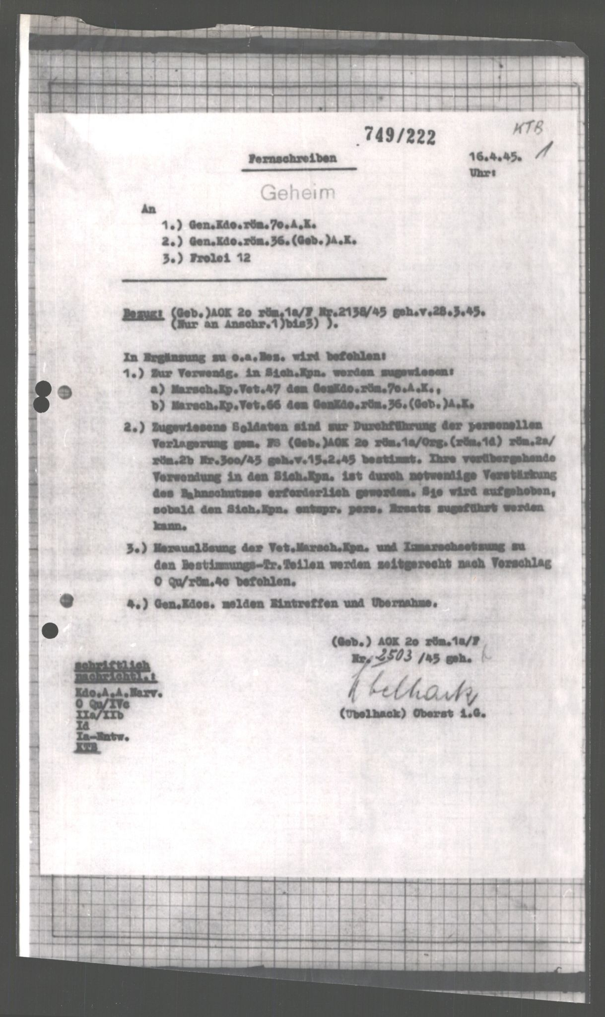 Forsvarets Overkommando. 2 kontor. Arkiv 11.4. Spredte tyske arkivsaker, AV/RA-RAFA-7031/D/Dar/Dara/L0004: Krigsdagbøker for 20. Gebirgs-Armee-Oberkommando (AOK 20), 1945, s. 619