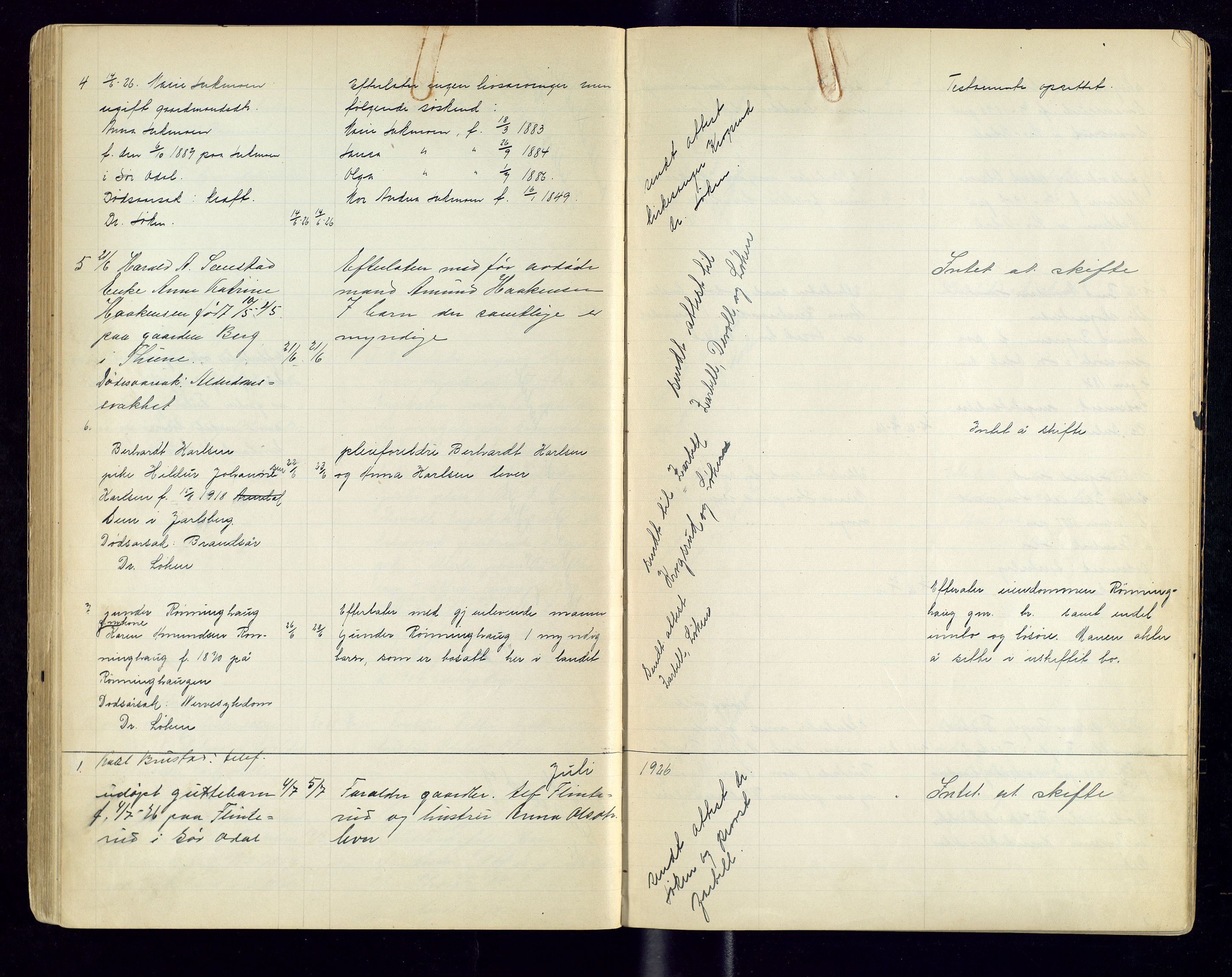 Sør-Odal lensmannskontor, AV/SAH-LHS-022/H/Hb/L0002/0003: Protokoller over anmeldte dødsfall / Protokoll over anmeldte dødsfall, 1921-1928