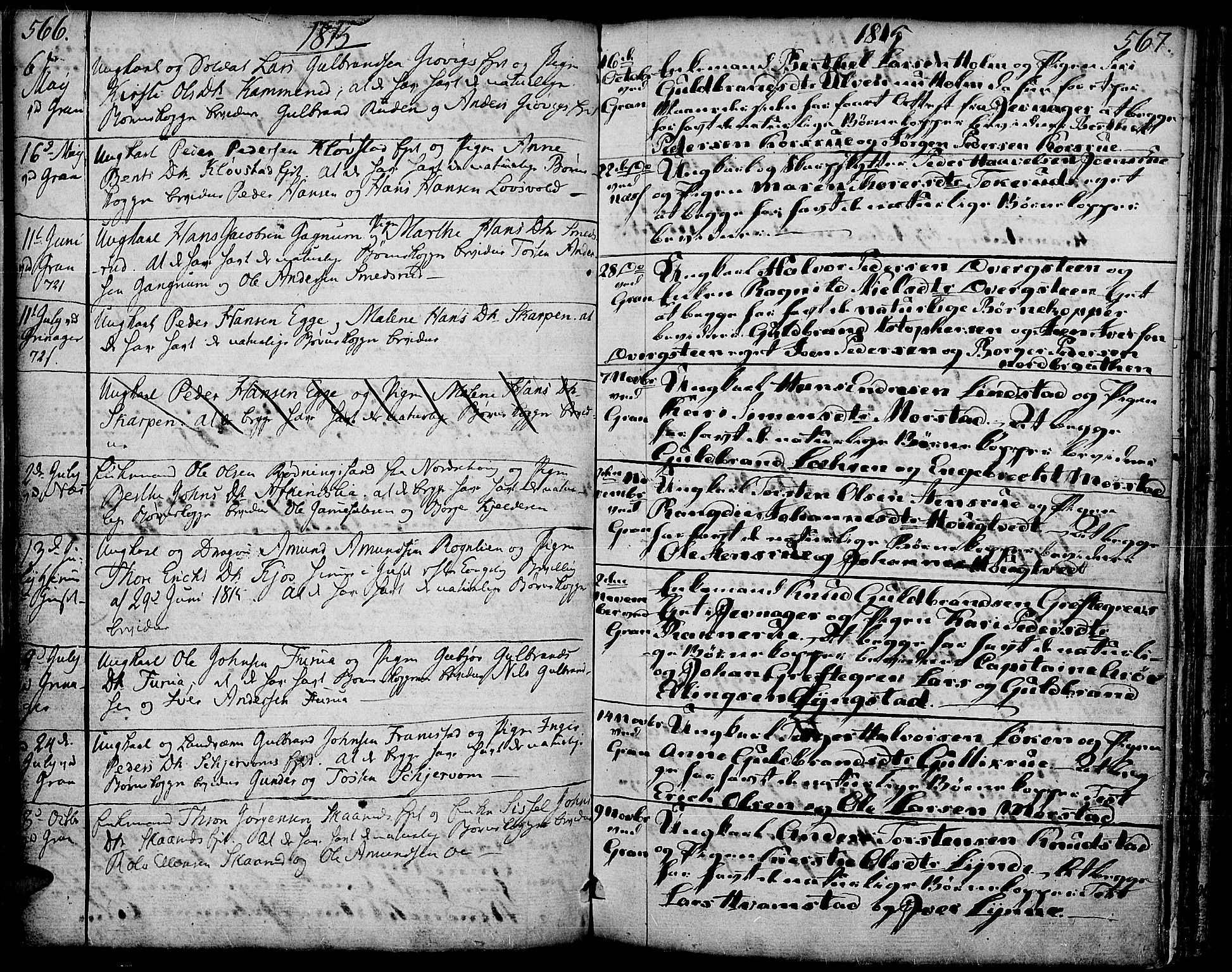 Gran prestekontor, AV/SAH-PREST-112/H/Ha/Haa/L0006: Ministerialbok nr. 6, 1787-1824, s. 566-567