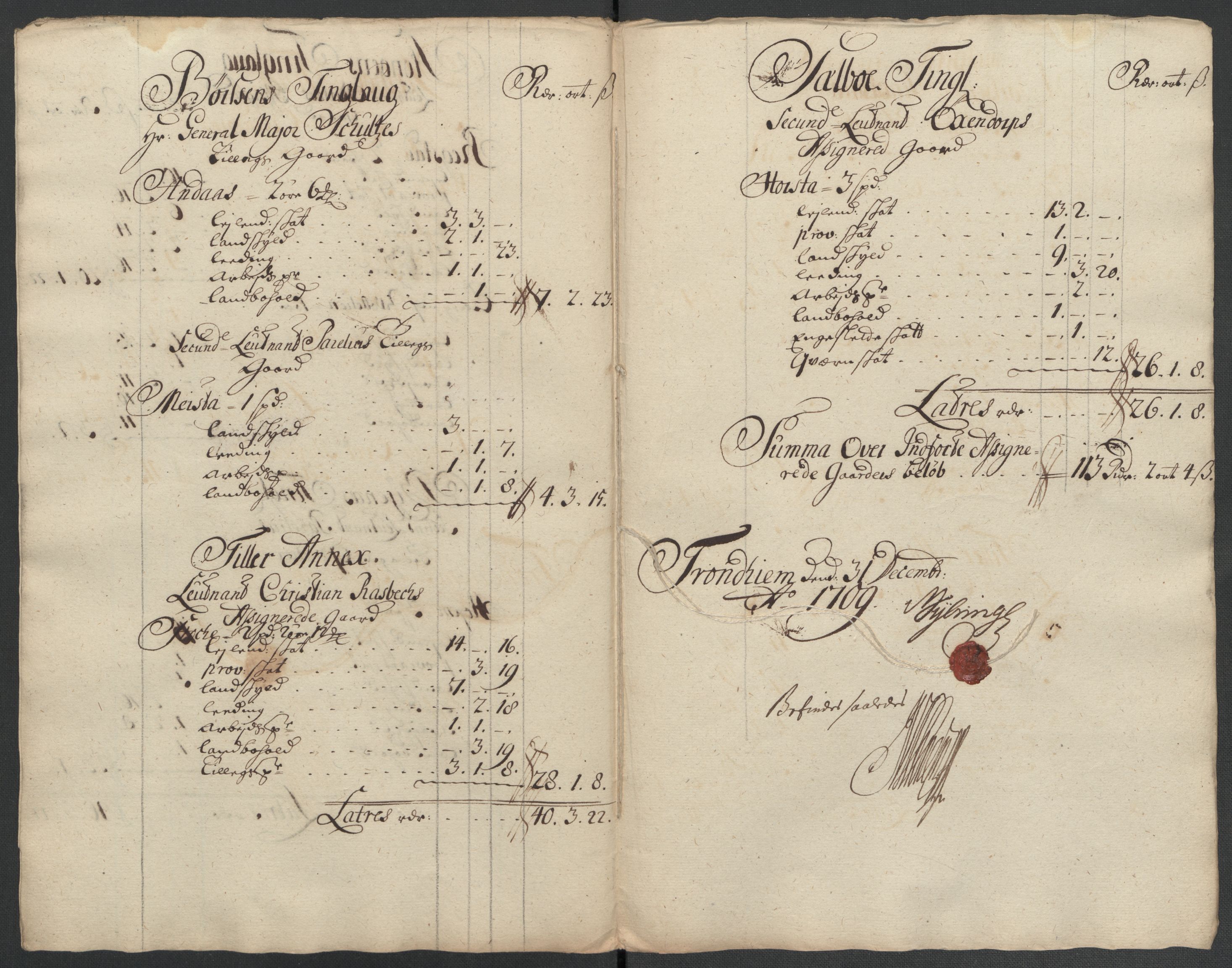 Rentekammeret inntil 1814, Reviderte regnskaper, Fogderegnskap, RA/EA-4092/R61/L4111: Fogderegnskap Strinda og Selbu, 1709-1710, s. 164