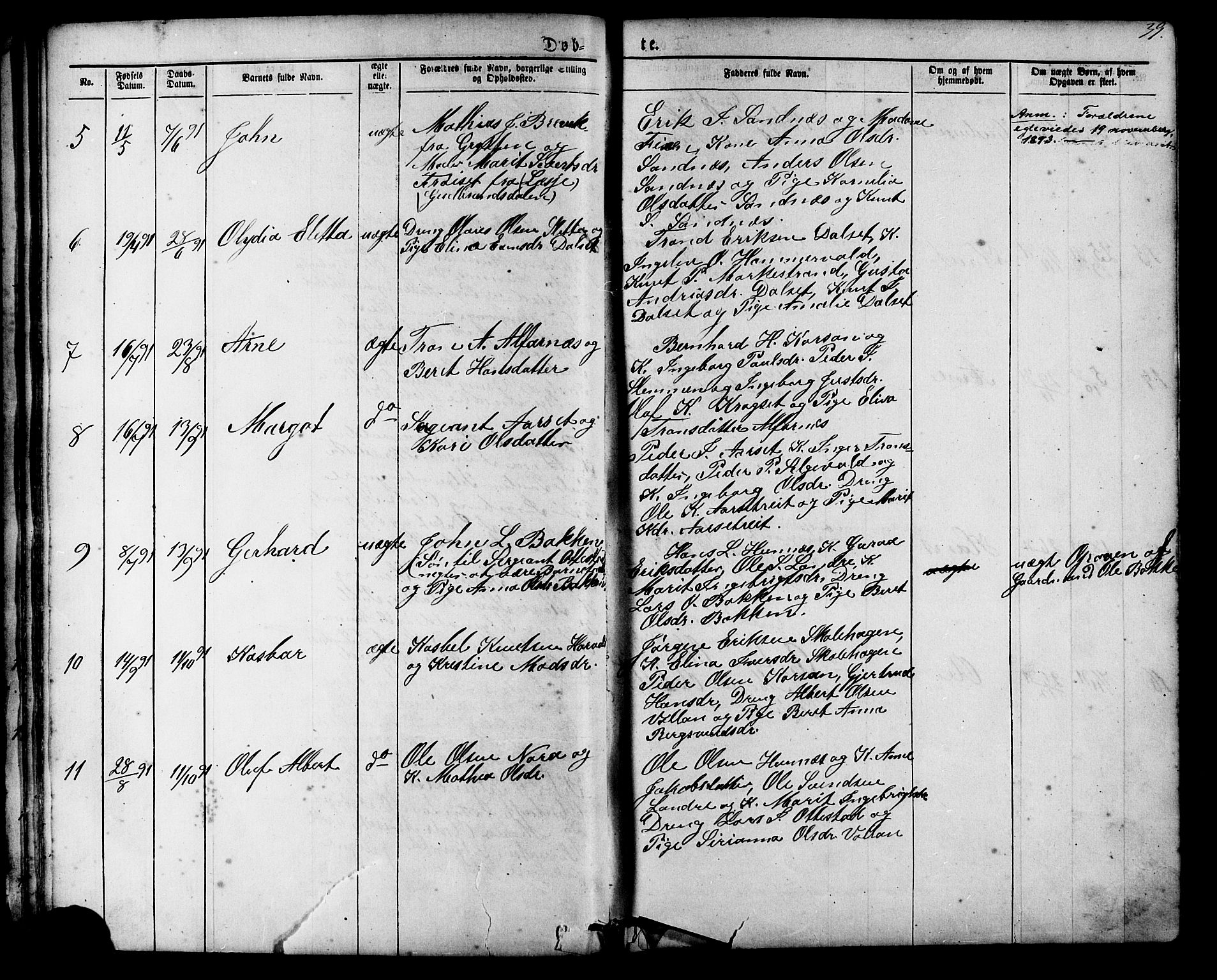 Ministerialprotokoller, klokkerbøker og fødselsregistre - Møre og Romsdal, AV/SAT-A-1454/548/L0614: Klokkerbok nr. 548C02, 1867-1917, s. 39