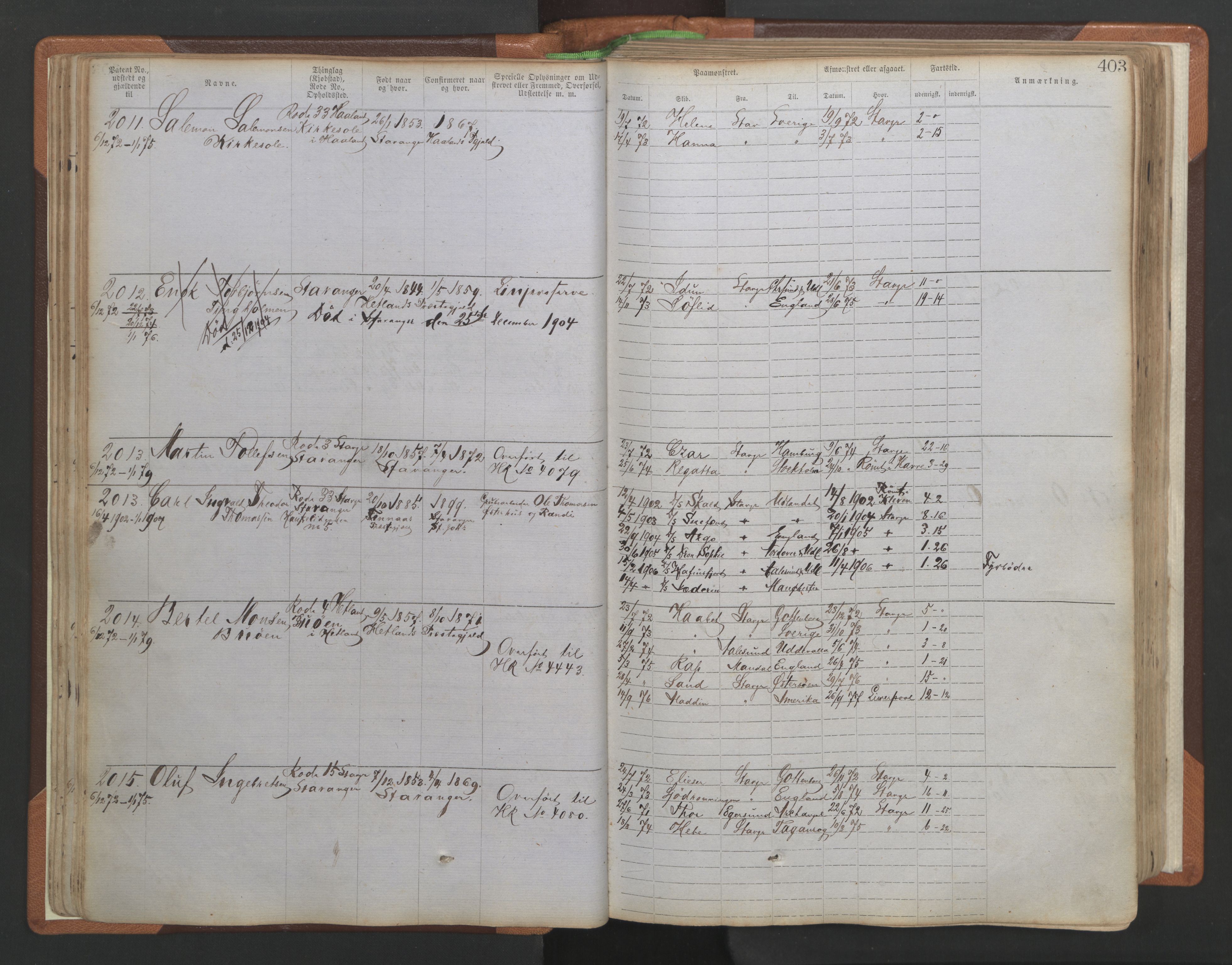 Stavanger sjømannskontor, AV/SAST-A-102006/F/Ff/L0005: Annotasjonsrulle No 1, patentnr. 1786-3585 (del 2), 1872-1900, s. 50