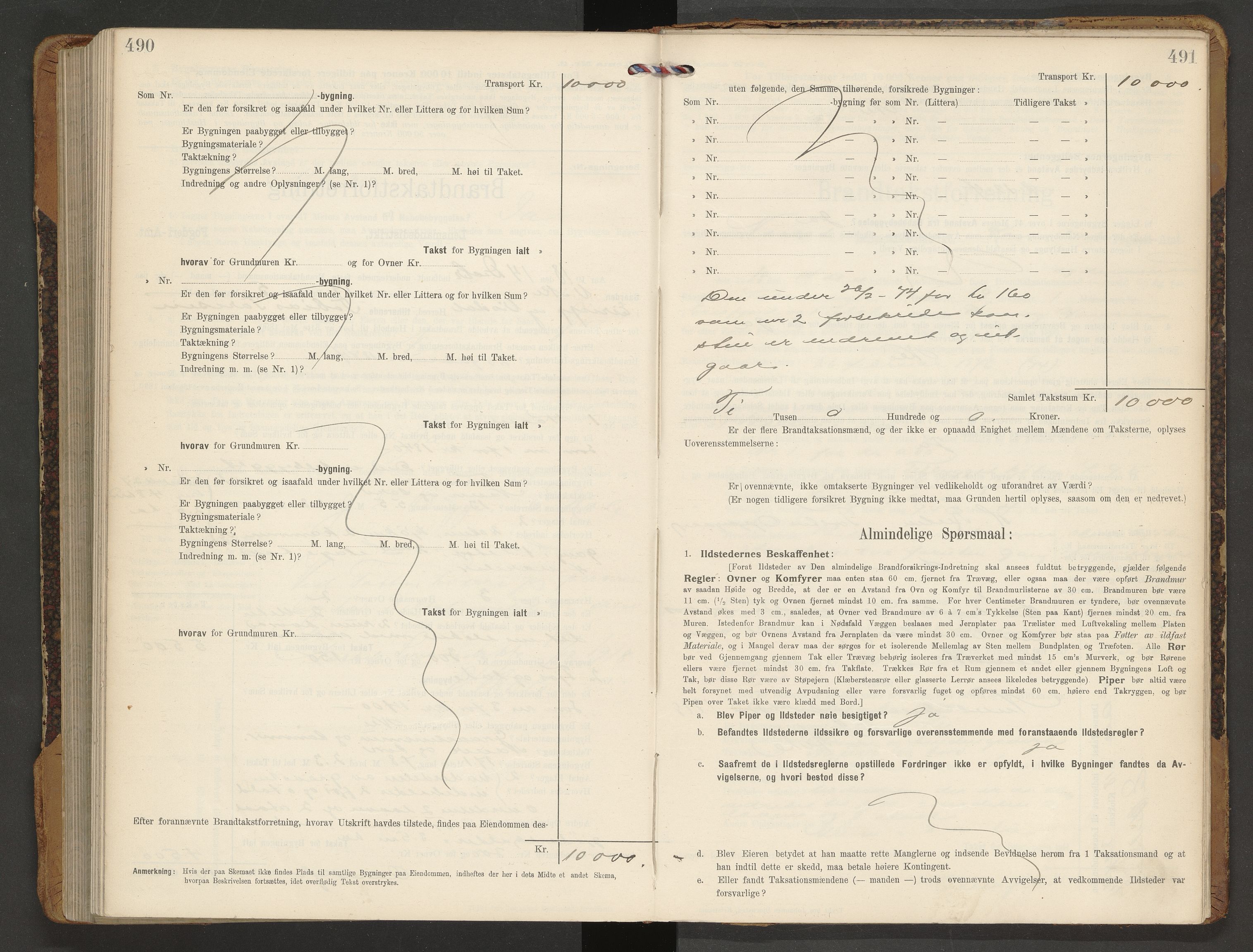 Norges Brannkasse Nesset, AV/SAT-A-5501/F/Fb/L0002: Branntakstprotokoll, 1910-1919, s. 490-491