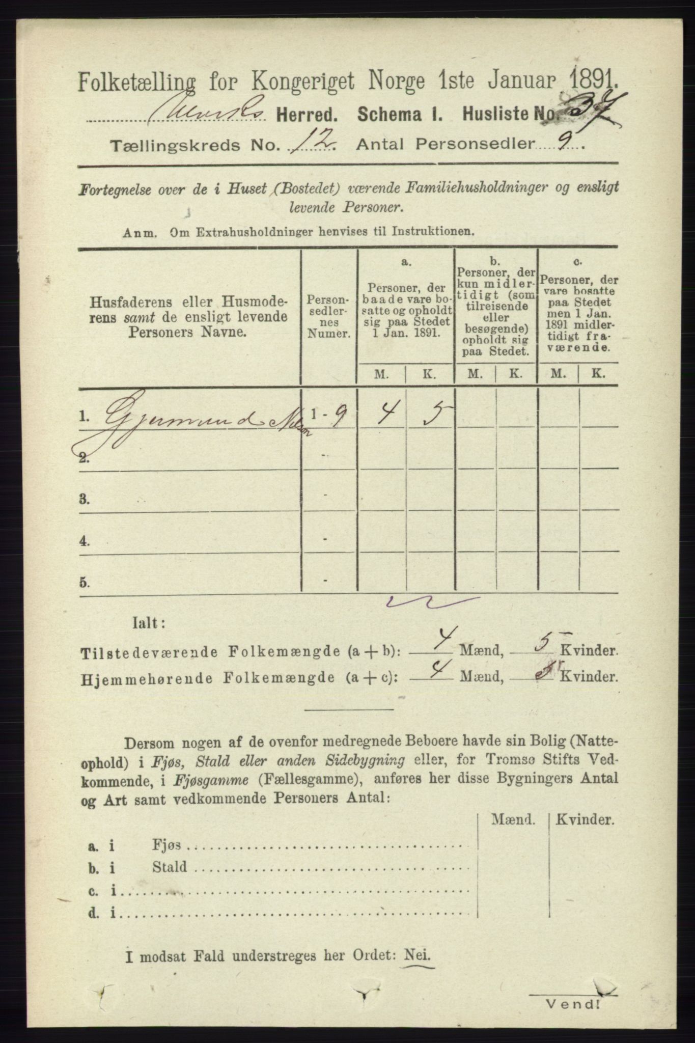 RA, Folketelling 1891 for 1233 Ulvik herred, 1891, s. 3639