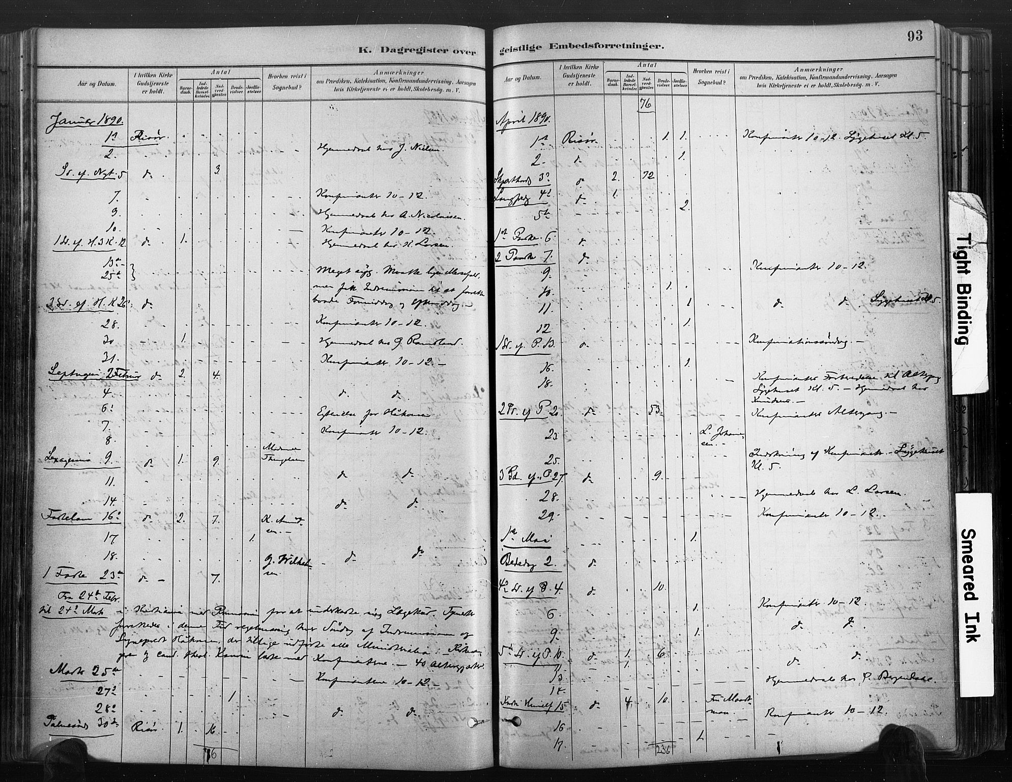 Risør sokneprestkontor, AV/SAK-1111-0035/F/Fa/L0006: Ministerialbok nr. A 6, 1883-1908, s. 93