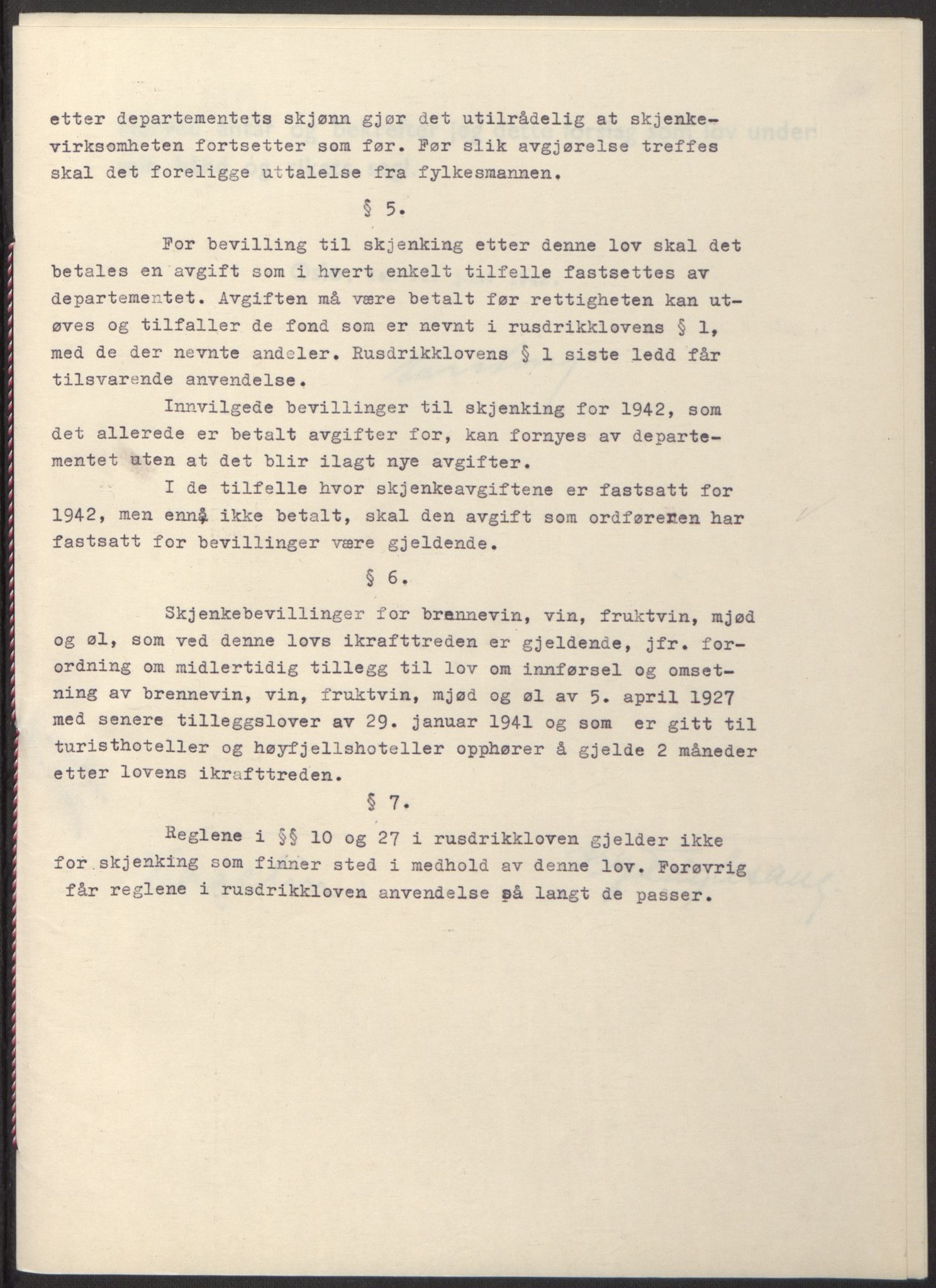 NS-administrasjonen 1940-1945 (Statsrådsekretariatet, de kommisariske statsråder mm), RA/S-4279/D/Db/L0098: Lover II, 1942, s. 61
