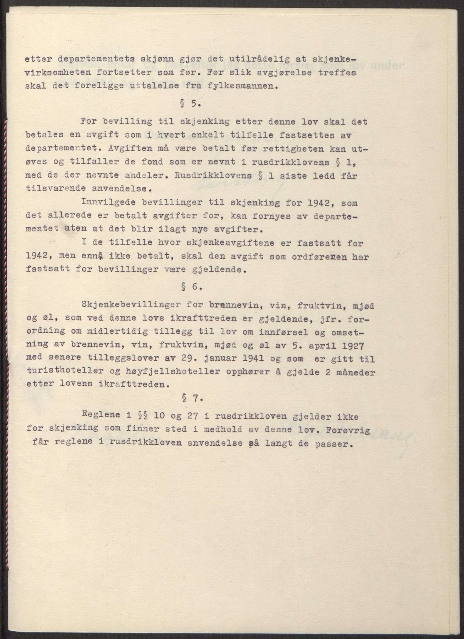 NS-administrasjonen 1940-1945 (Statsrådsekretariatet, de kommisariske statsråder mm), AV/RA-S-4279/D/Db/L0098: Lover II, 1942, s. 61