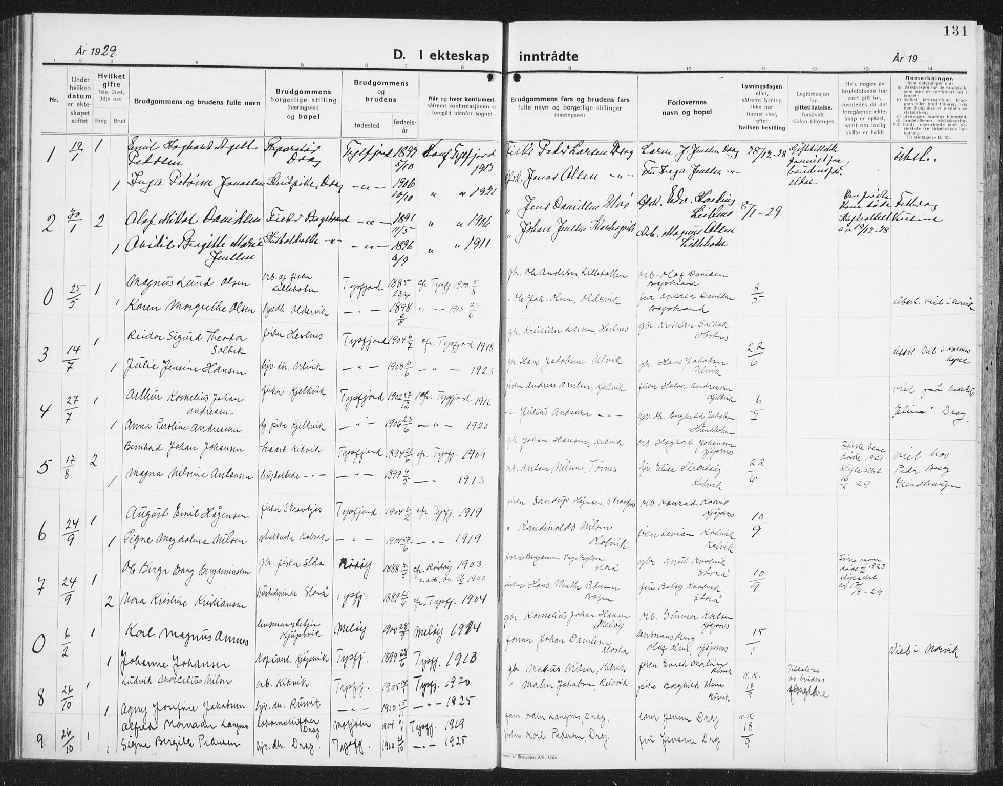 Ministerialprotokoller, klokkerbøker og fødselsregistre - Nordland, AV/SAT-A-1459/861/L0879: Klokkerbok nr. 861C05, 1926-1939, s. 131