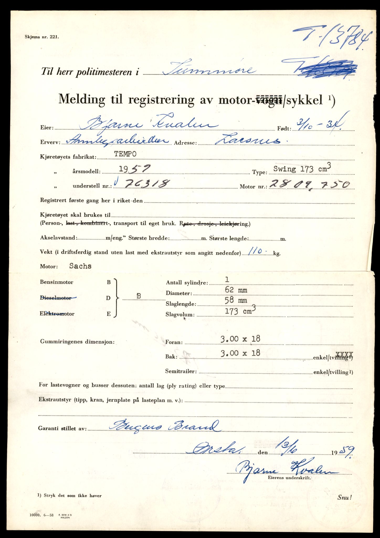 Møre og Romsdal vegkontor - Ålesund trafikkstasjon, AV/SAT-A-4099/F/Fe/L0041: Registreringskort for kjøretøy T 13710 - T 13905, 1927-1998, s. 1289