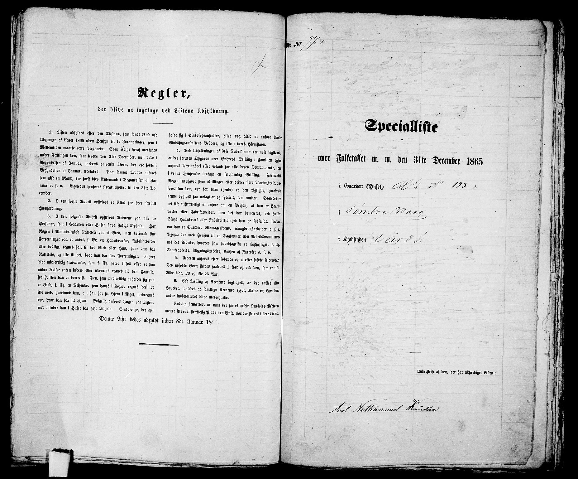 RA, Folketelling 1865 for 2002B Vardø prestegjeld, Vardø kjøpstad, 1865, s. 160