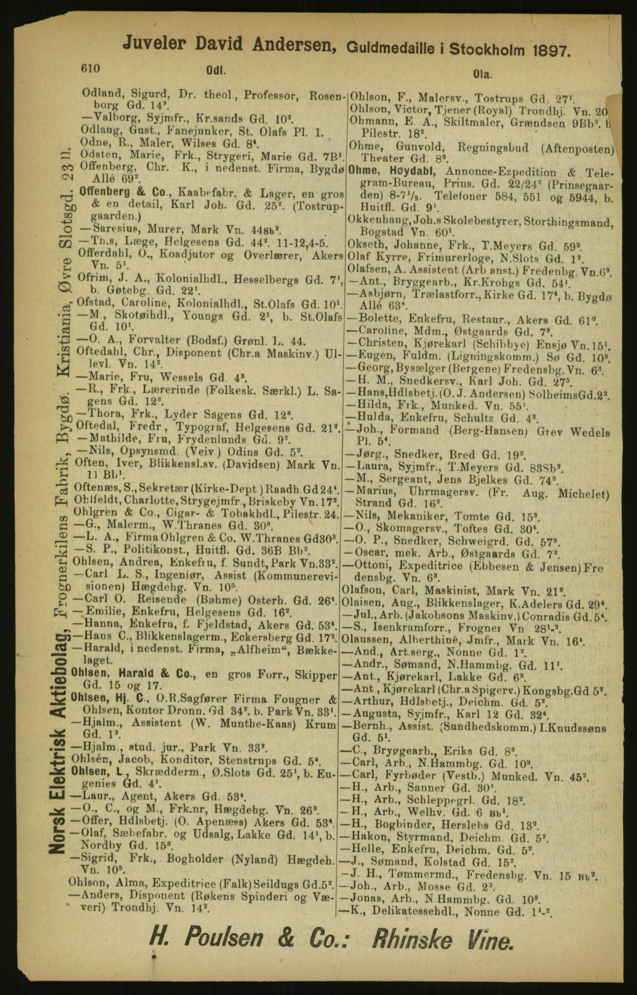 Kristiania/Oslo adressebok, PUBL/-, 1900, s. 610