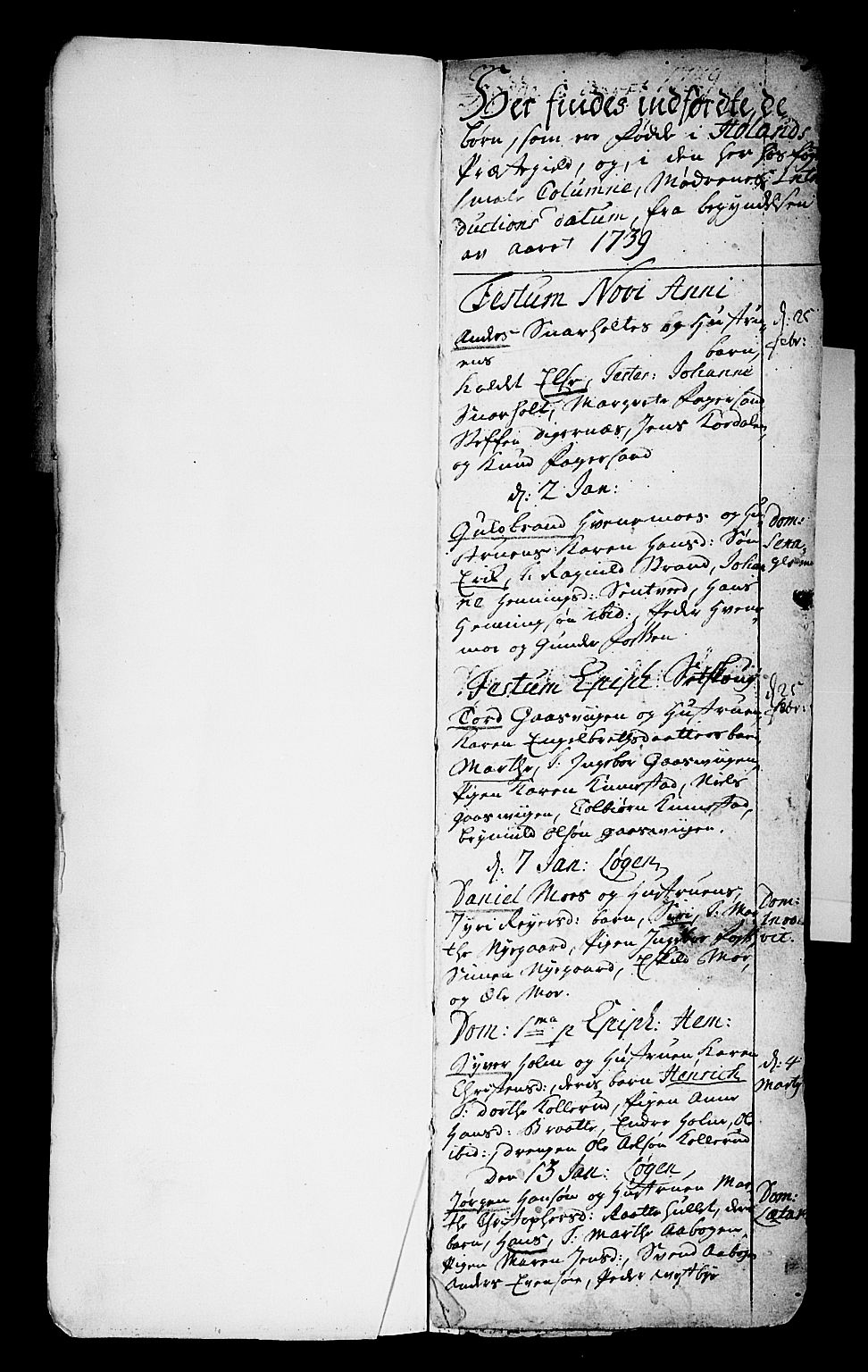Høland prestekontor Kirkebøker, SAO/A-10346a/F/Fa/L0003: Ministerialbok nr. I 3, 1739-1756, s. 1a