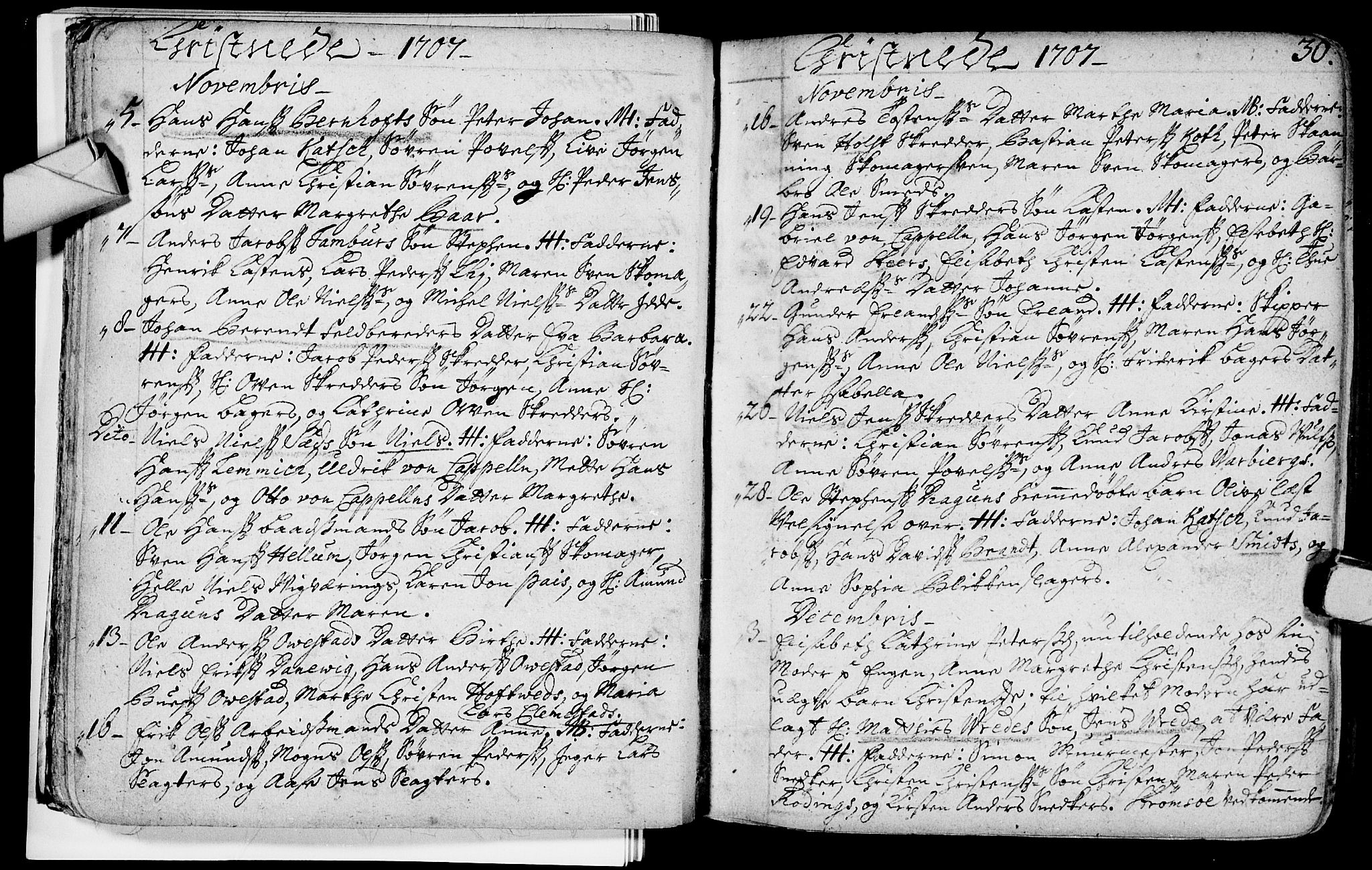 Bragernes kirkebøker, SAKO/A-6/F/Fa/L0003: Ministerialbok nr. I 3, 1706-1734, s. 30