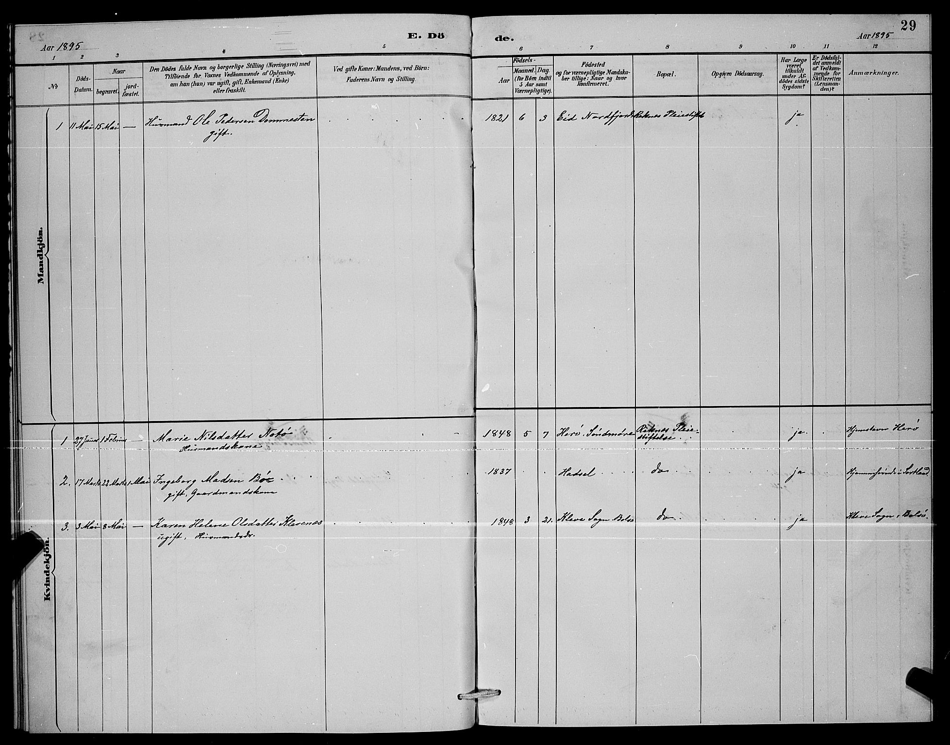 Ministerialprotokoller, klokkerbøker og fødselsregistre - Møre og Romsdal, AV/SAT-A-1454/559/L0716: Klokkerbok nr. 559C02, 1887-1895, s. 29