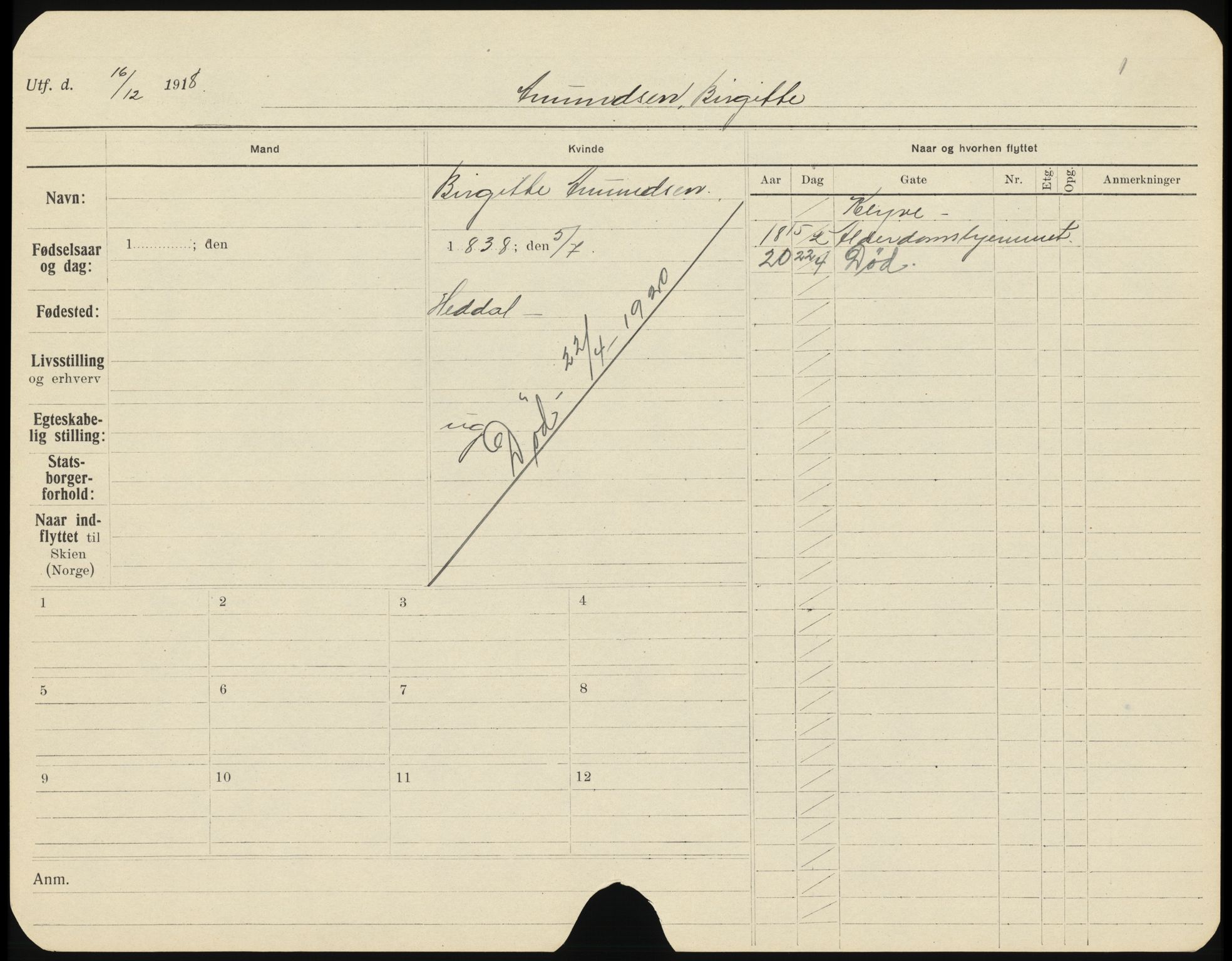 Skien folkeregister, SAKO/A-425/H/Ha/L0001: Døde, 1916-1929, s. 565