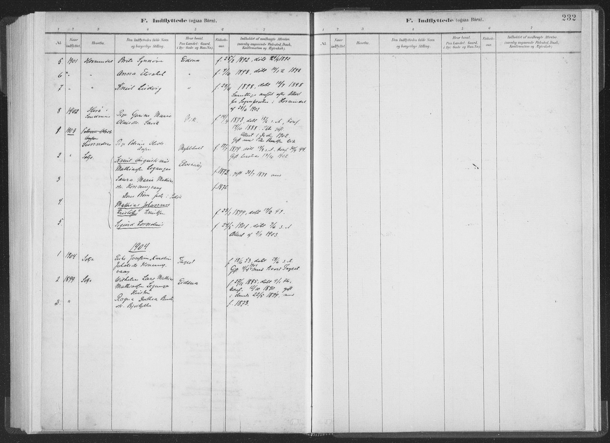 Ministerialprotokoller, klokkerbøker og fødselsregistre - Møre og Romsdal, SAT/A-1454/502/L0025: Ministerialbok nr. 502A03, 1885-1909, s. 232