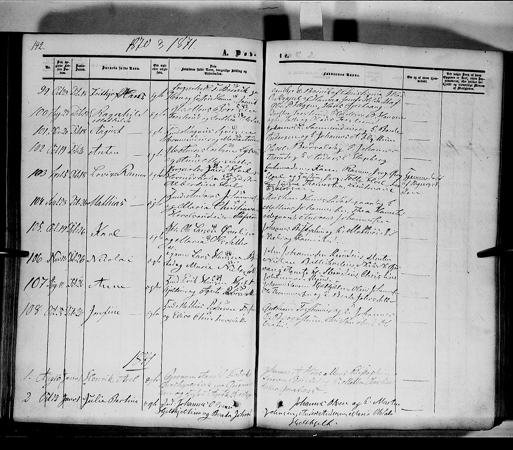 Nes prestekontor, Hedmark, AV/SAH-PREST-020/K/Ka/L0004: Ministerialbok nr. 4, 1852-1886, s. 142