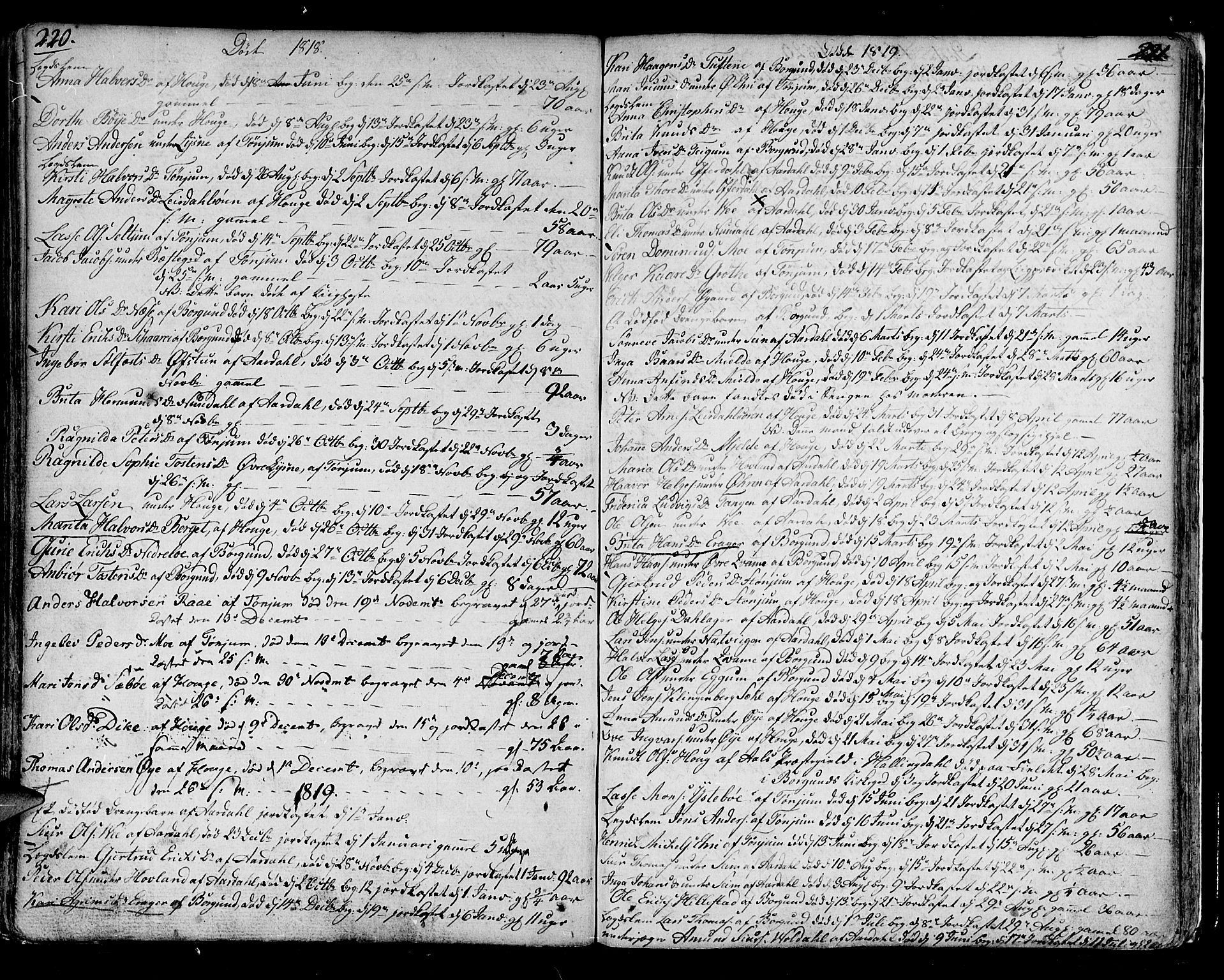 Lærdal sokneprestembete, AV/SAB-A-81201: Ministerialbok nr. A 4, 1805-1821, s. 220-221