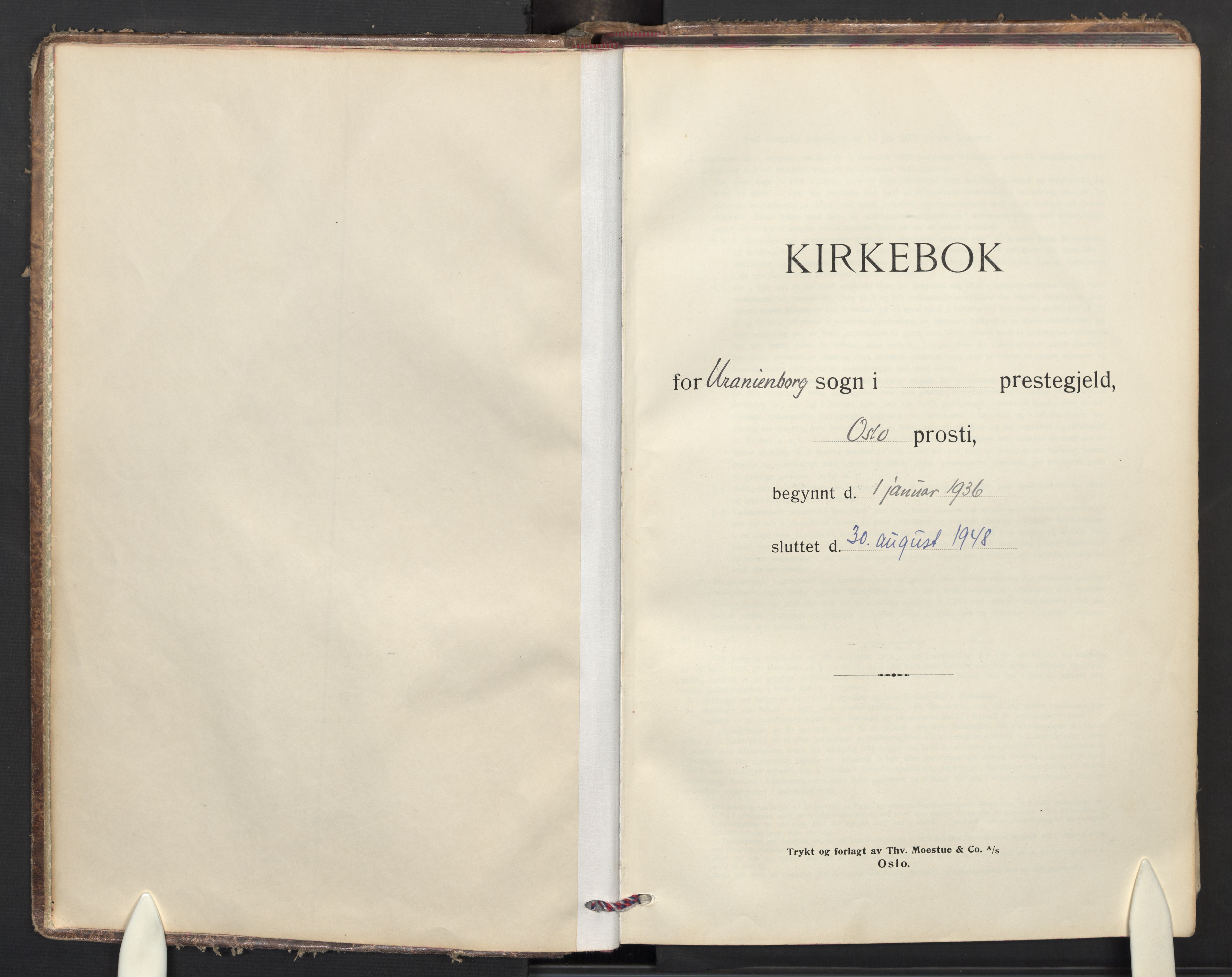 Uranienborg prestekontor Kirkebøker, SAO/A-10877/F/Fa/L0018: Ministerialbok nr. I 18, 1936-1948