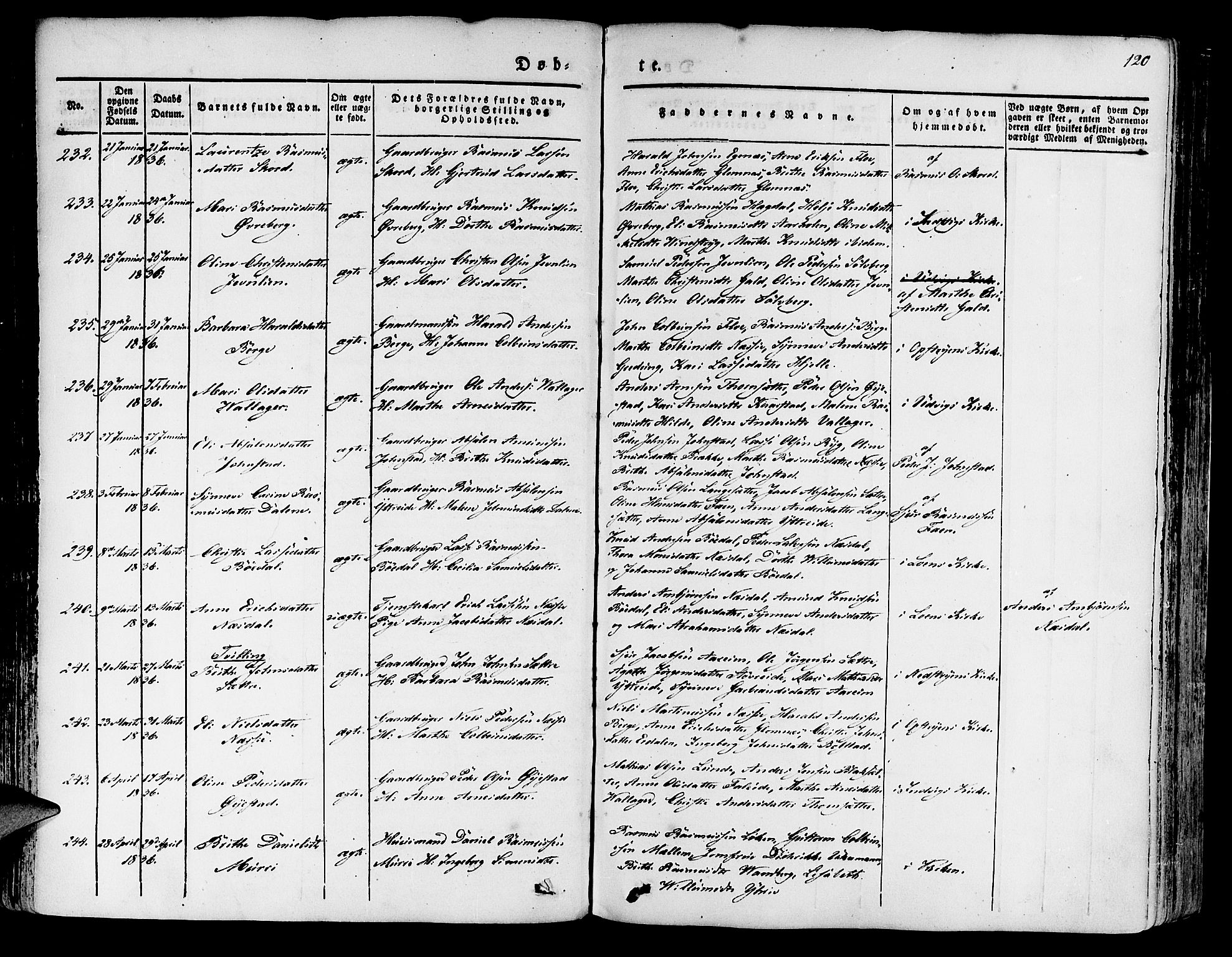 Innvik sokneprestembete, SAB/A-80501: Ministerialbok nr. A 4I, 1831-1846, s. 120