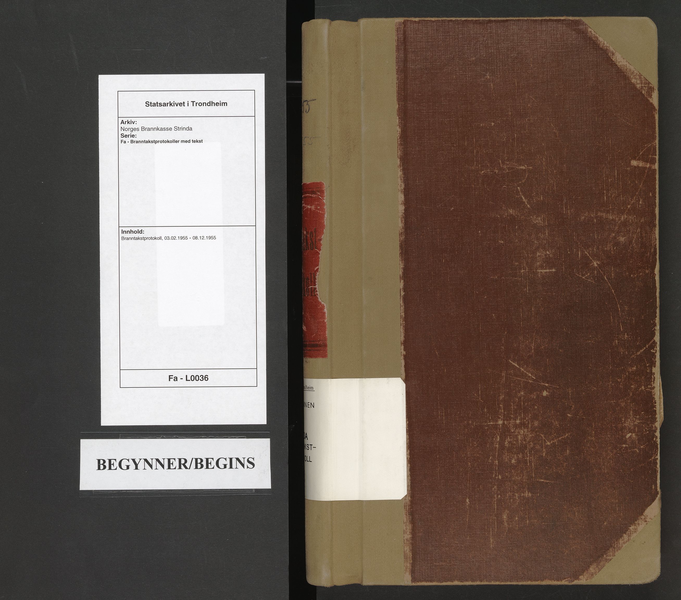 Norges Brannkasse Strinda, AV/SAT-A-5516/Fa/L0036: Branntakstprotokoll, 1955