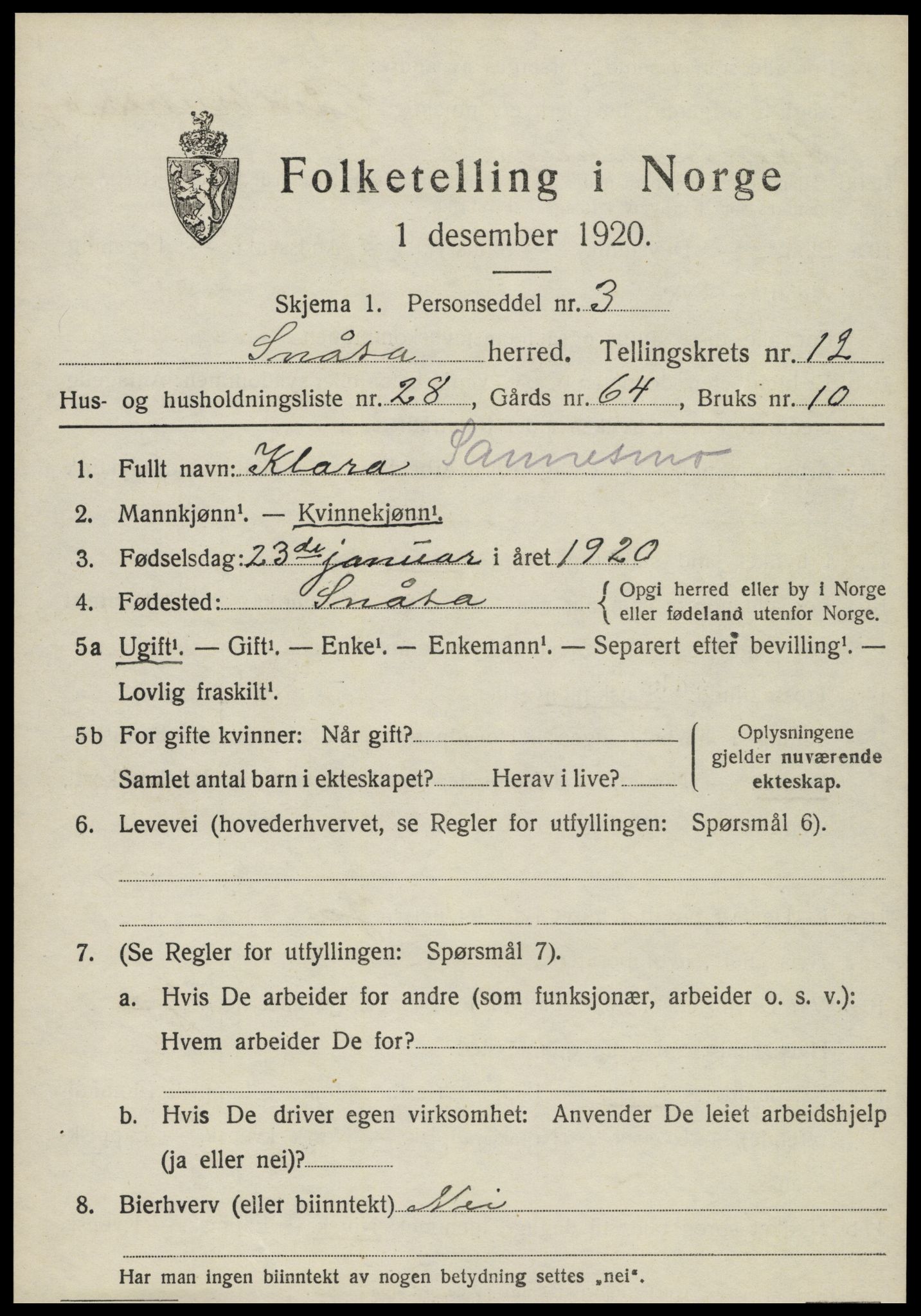 SAT, Folketelling 1920 for 1736 Snåsa herred, 1920, s. 5528