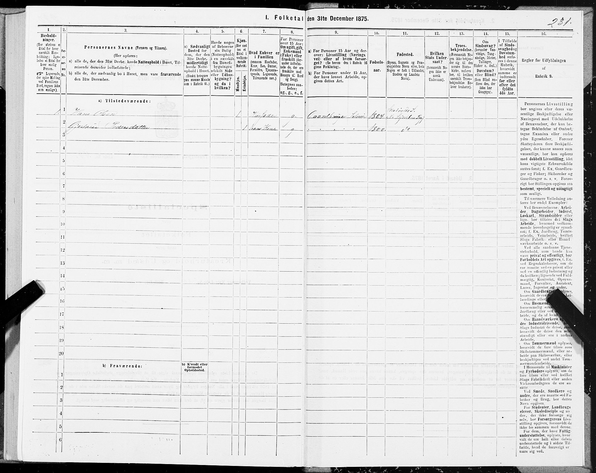 SAT, Folketelling 1875 for 1714P Nedre Stjørdal prestegjeld, 1875, s. 2231