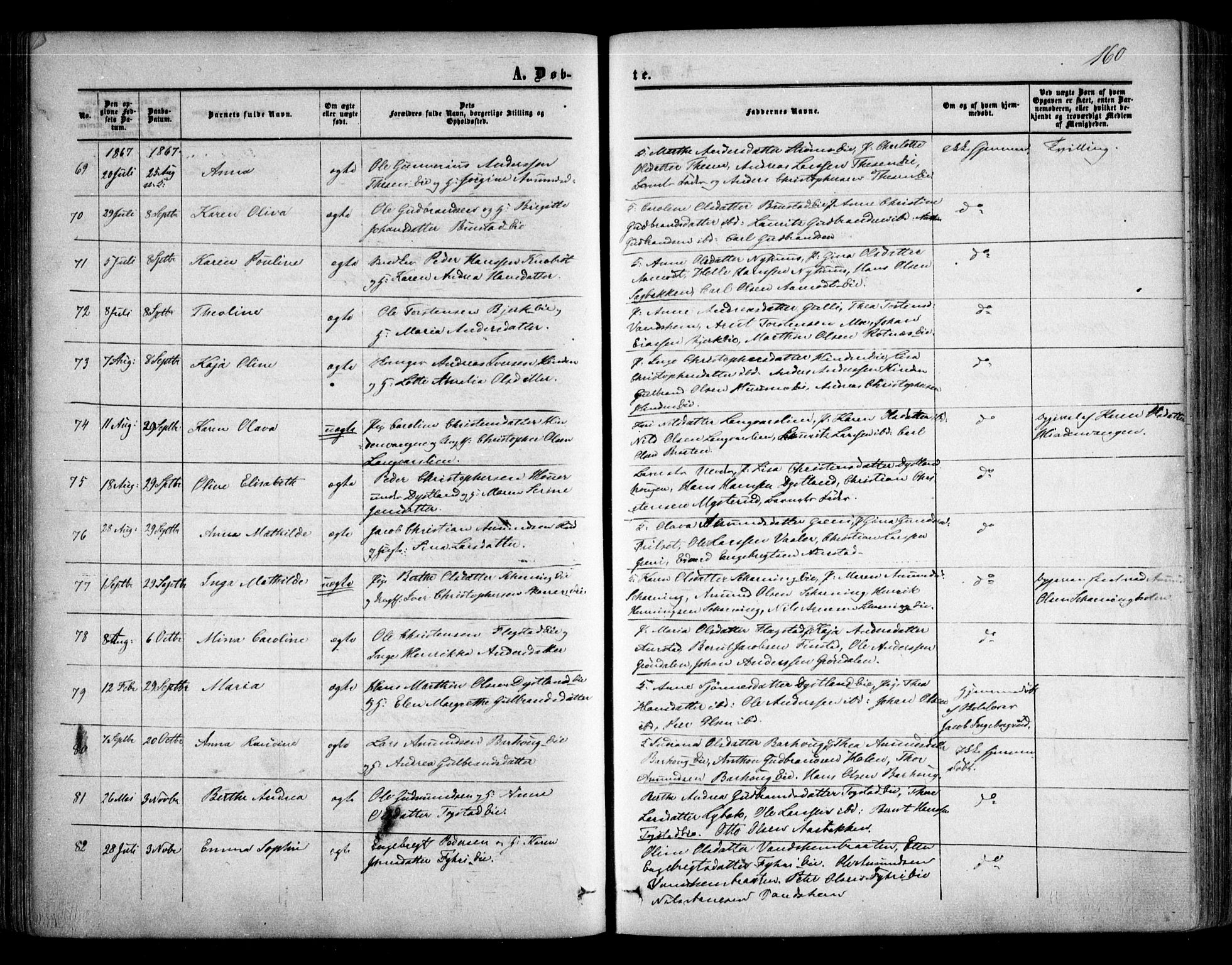 Nes prestekontor Kirkebøker, AV/SAO-A-10410/F/Fa/L0008: Ministerialbok nr. I 8, 1859-1874, s. 160