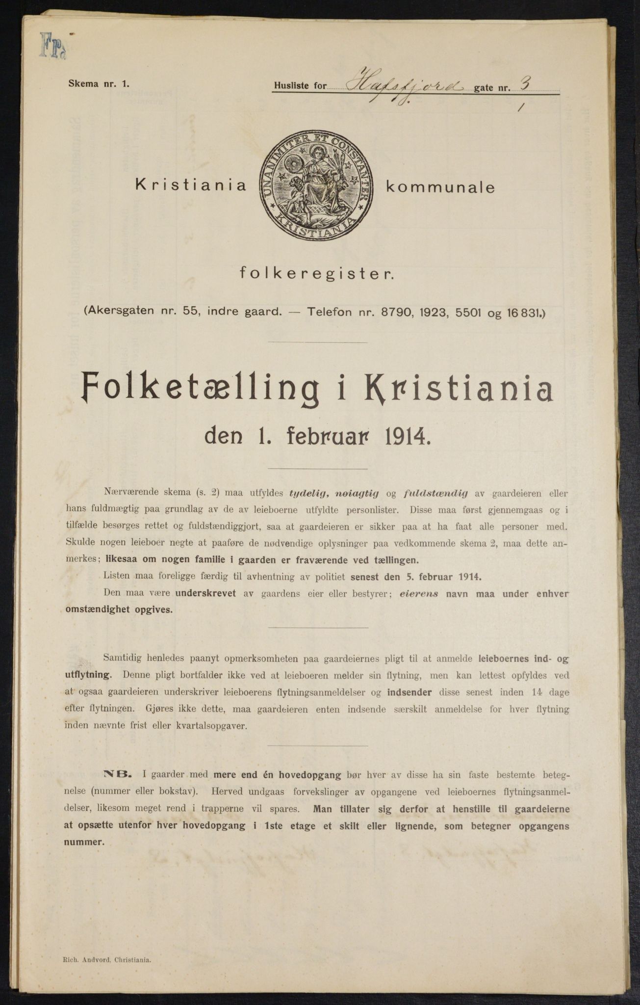 OBA, Kommunal folketelling 1.2.1914 for Kristiania, 1914, s. 33367