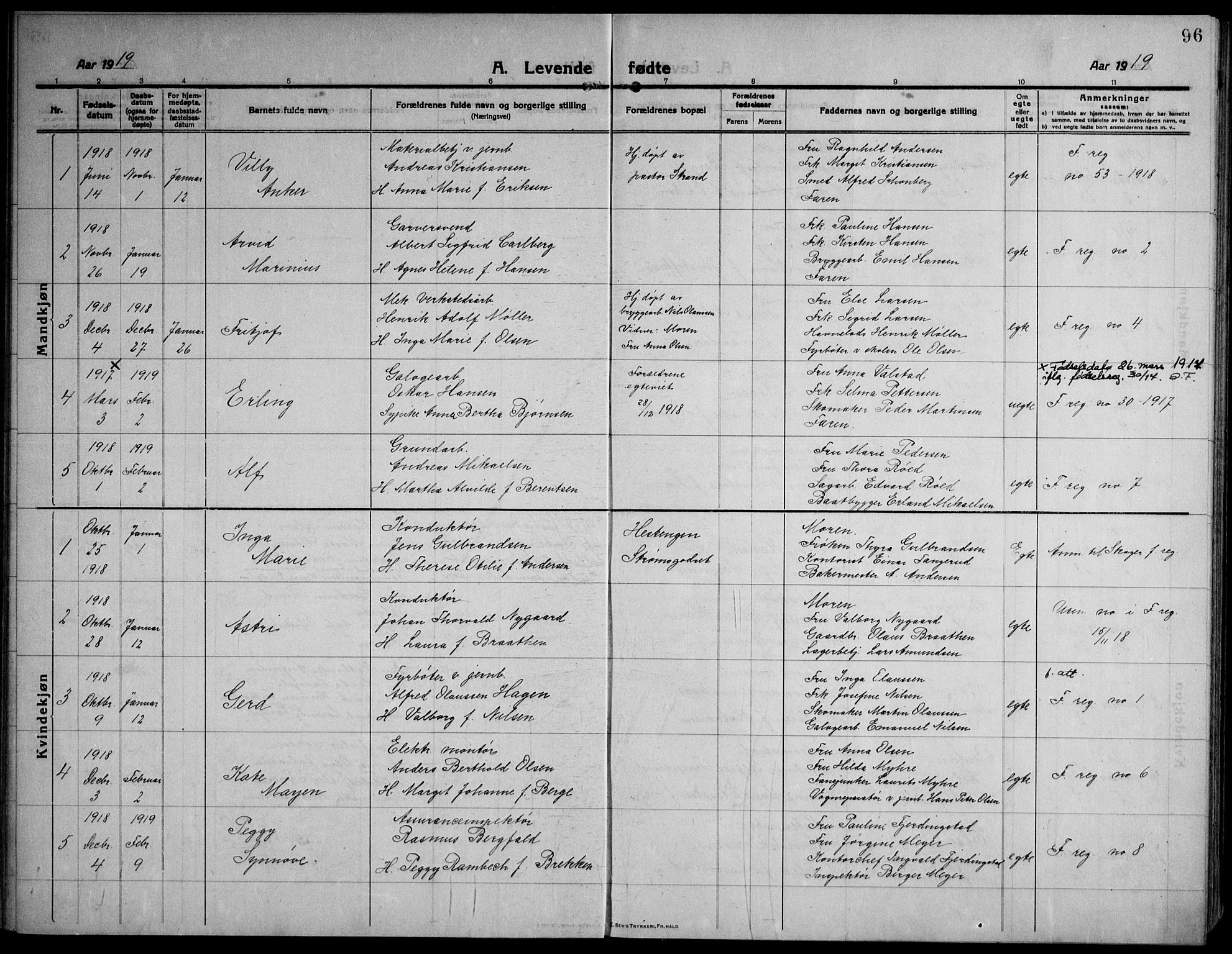 Strømsø kirkebøker, AV/SAKO-A-246/F/Fa/L0029: Ministerialbok nr. I 27, 1915-1930, s. 96