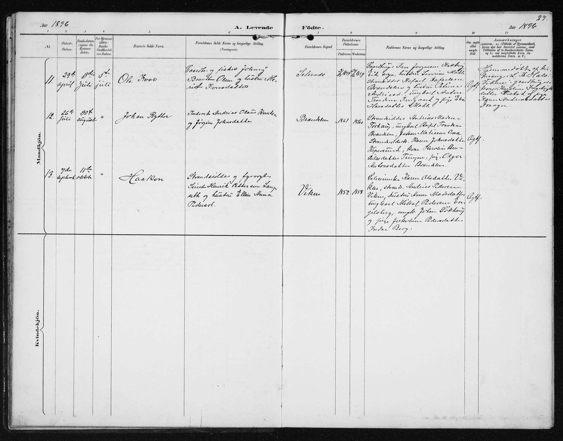 Ministerialprotokoller, klokkerbøker og fødselsregistre - Møre og Romsdal, AV/SAT-A-1454/566/L0773: Klokkerbok nr. 566C02, 1892-1909, s. 27