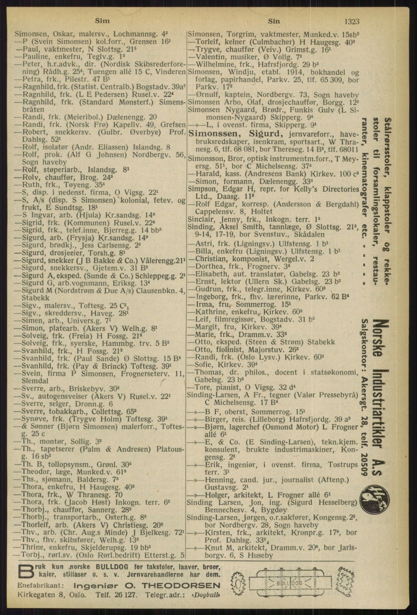 Kristiania/Oslo adressebok, PUBL/-, 1936, s. 1323
