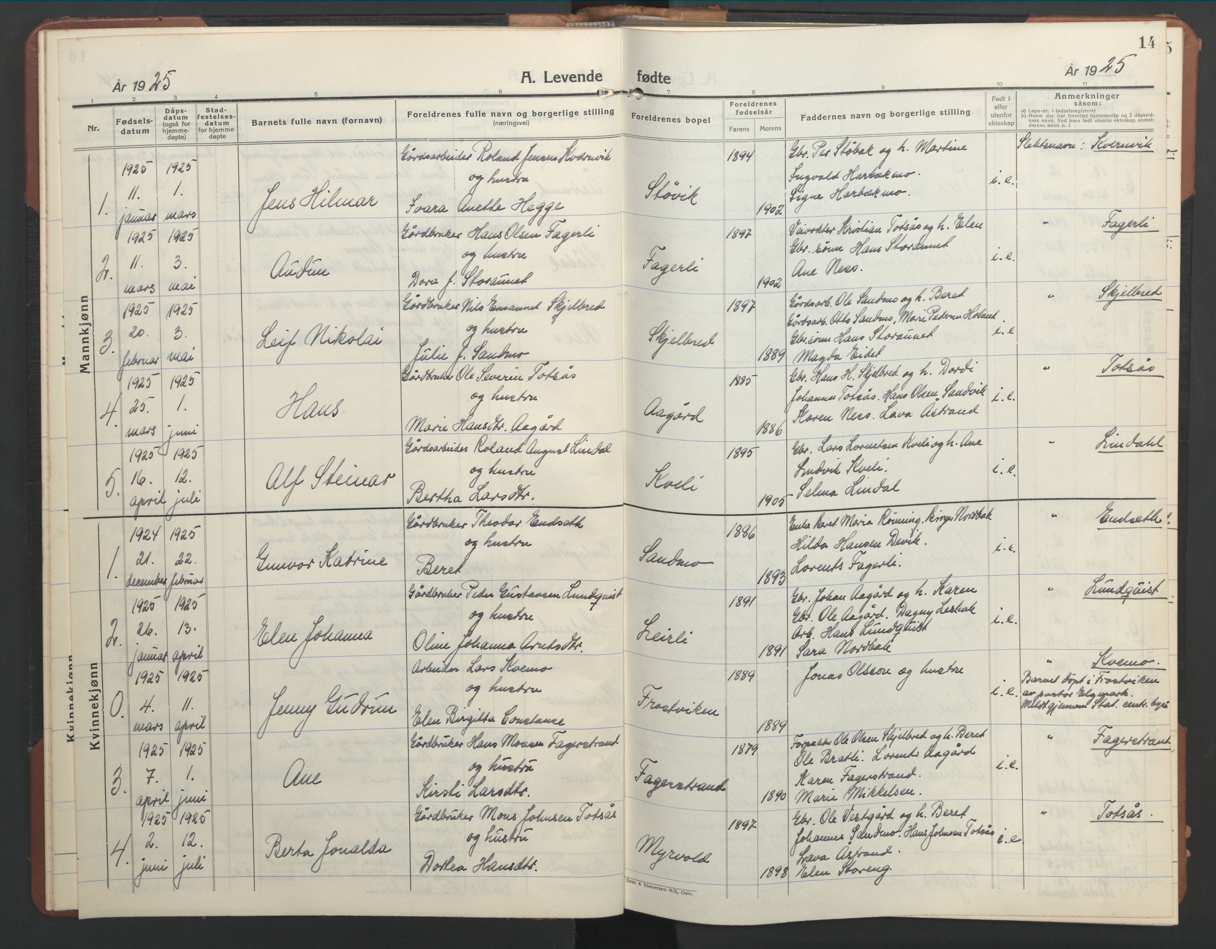 Ministerialprotokoller, klokkerbøker og fødselsregistre - Nord-Trøndelag, SAT/A-1458/755/L0500: Klokkerbok nr. 755C01, 1920-1962, s. 14