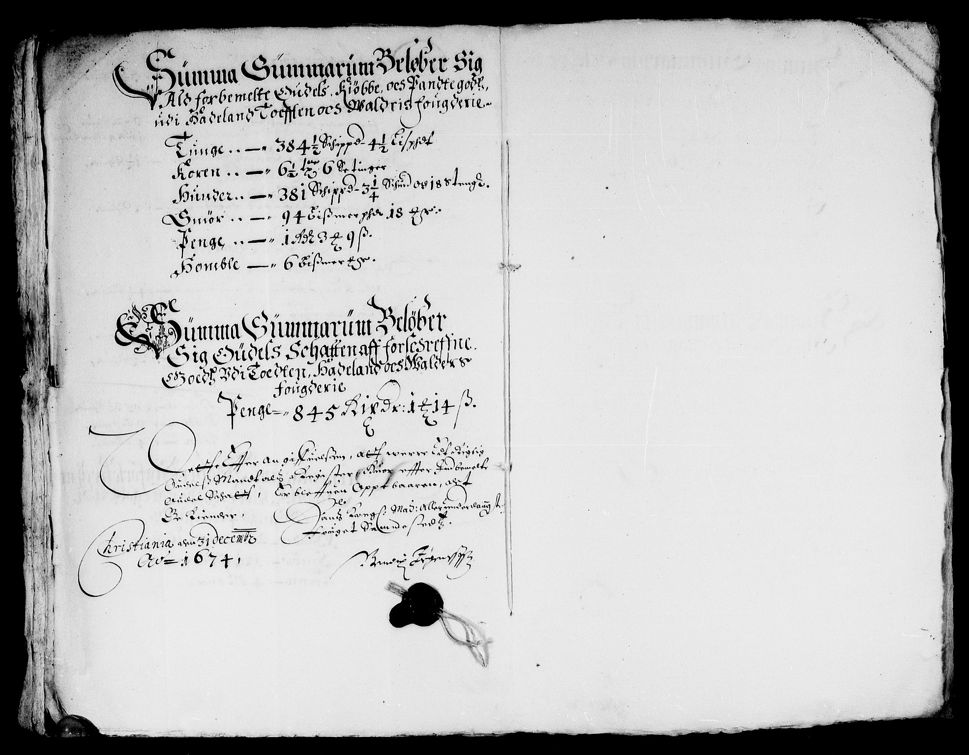 Rentekammeret inntil 1814, Reviderte regnskaper, Stiftamtstueregnskaper, Landkommissariatet på Akershus og Akershus stiftamt, AV/RA-EA-5869/R/Rb/L0097: Akershus stiftamt, 1674