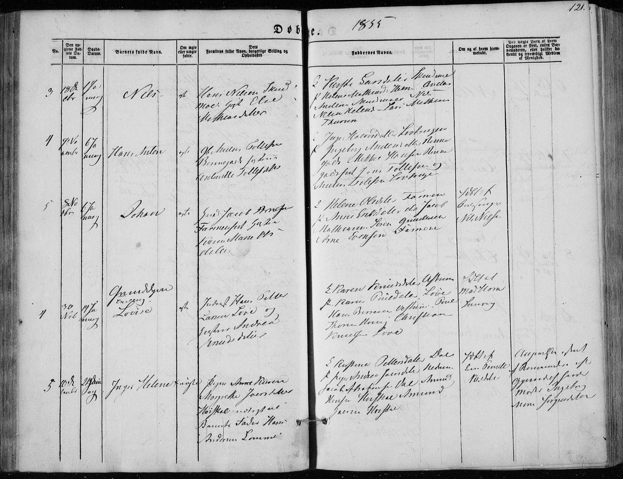 Hedrum kirkebøker, AV/SAKO-A-344/F/Fa/L0006: Ministerialbok nr. I 6, 1849-1857, s. 121