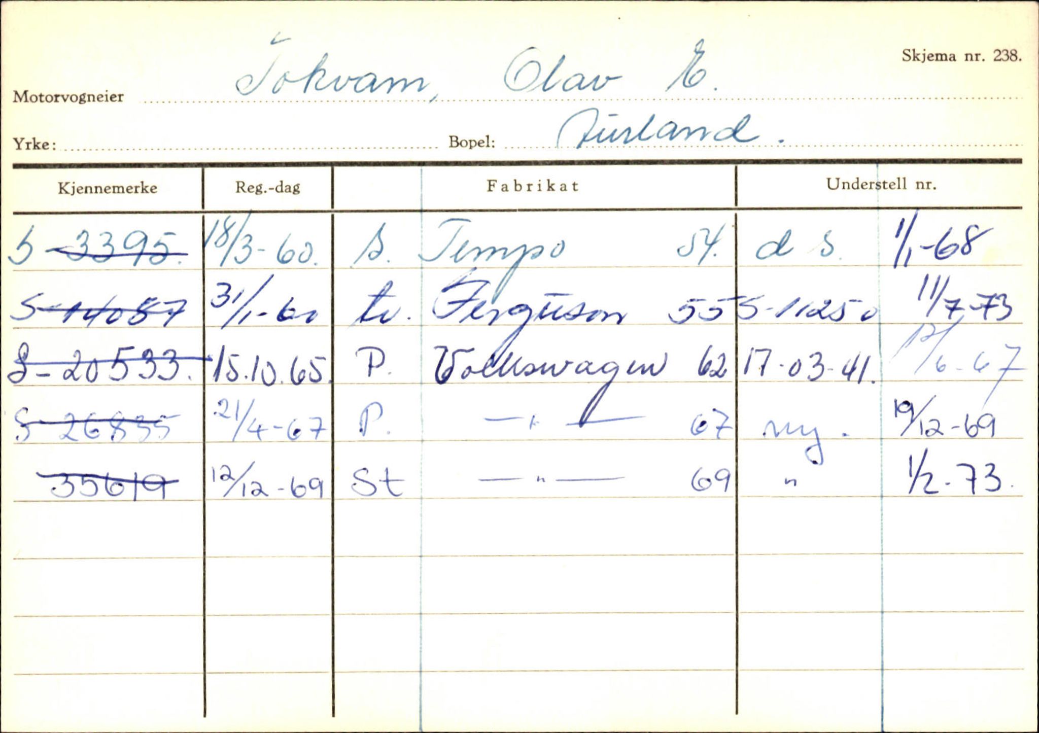 Statens vegvesen, Sogn og Fjordane vegkontor, SAB/A-5301/4/F/L0125: Eigarregister Sogndal V-Å. Aurland A-Å. Fjaler A-N, 1945-1975, s. 1149