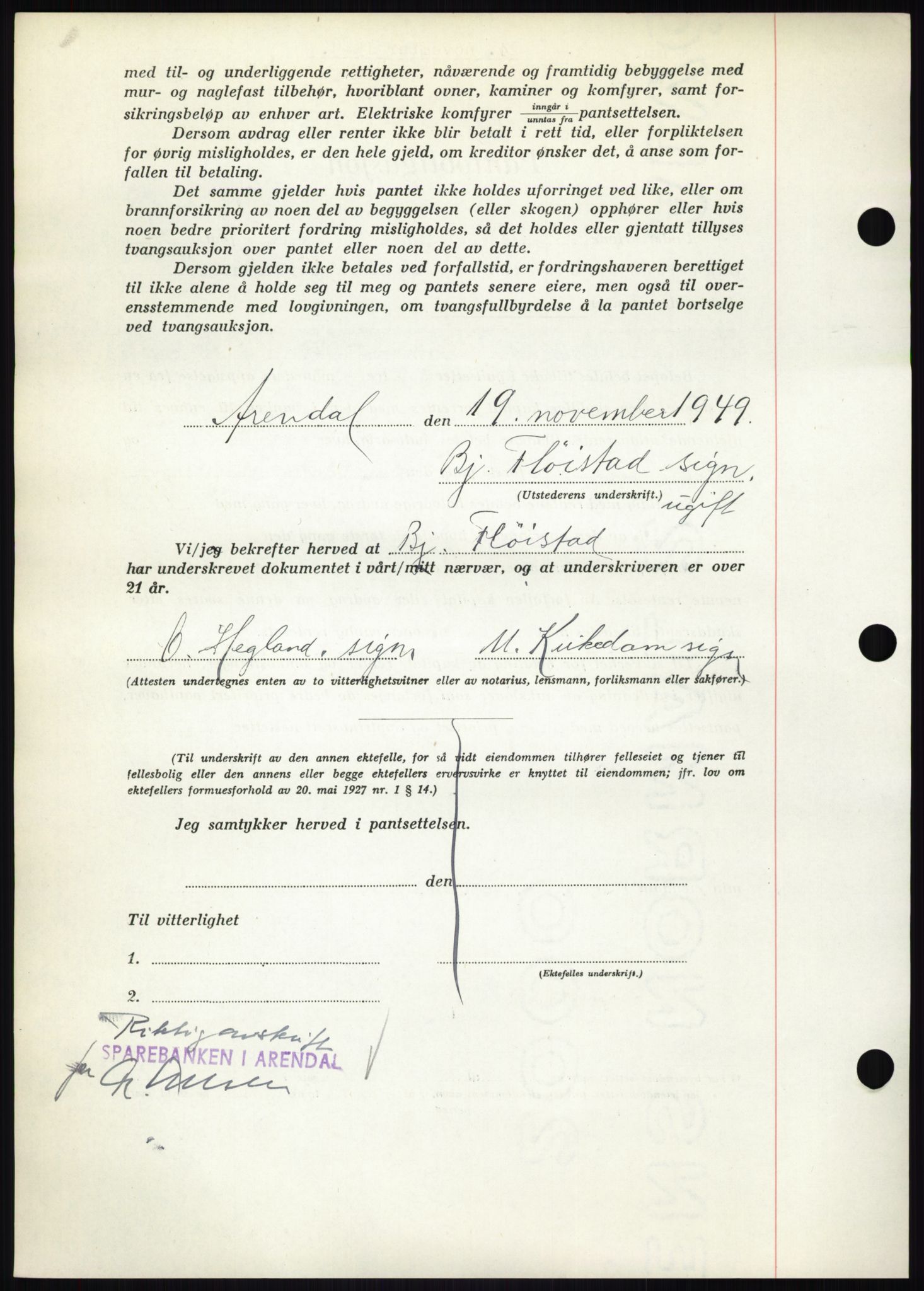 Nedenes sorenskriveri, SAK/1221-0006/G/Gb/Gbb/L0007: Pantebok nr. B7, 1949-1950, Dagboknr: 1881/1949