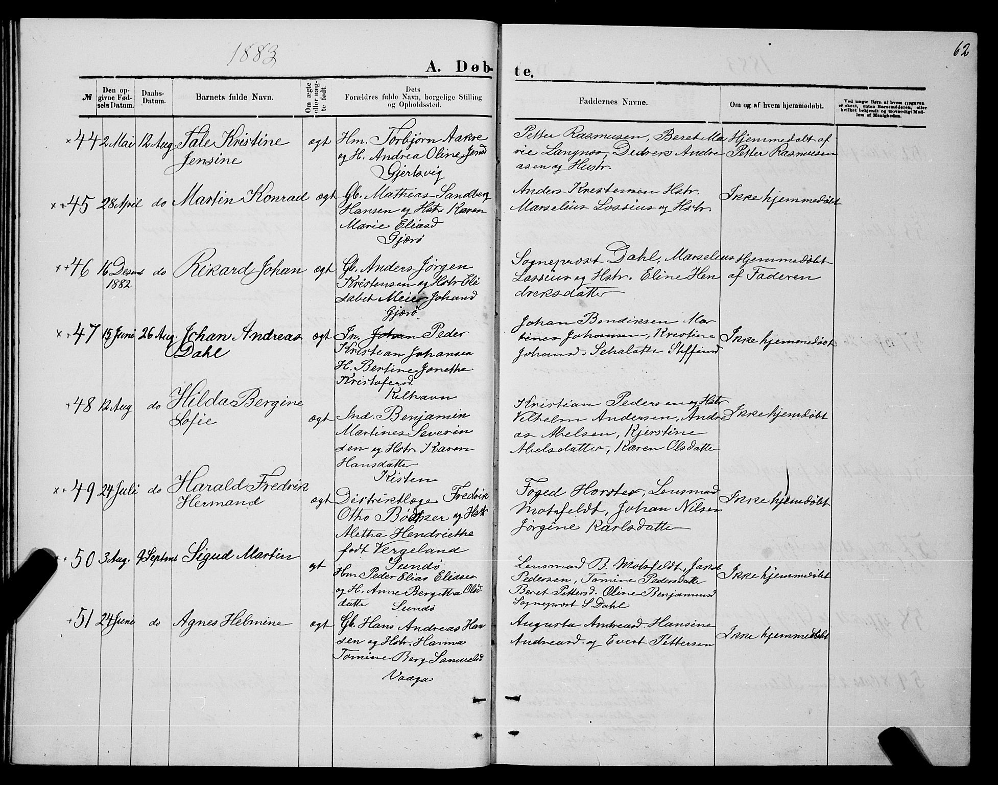 Ministerialprotokoller, klokkerbøker og fødselsregistre - Nordland, AV/SAT-A-1459/841/L0620: Klokkerbok nr. 841C04, 1877-1896, s. 62