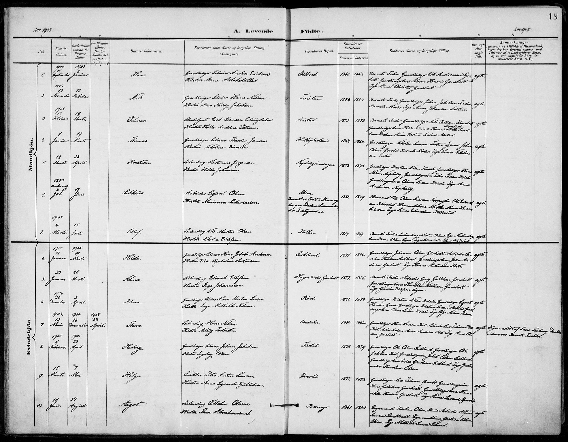 Siljan kirkebøker, AV/SAKO-A-300/F/Fa/L0003: Ministerialbok nr. 3, 1896-1910, s. 18