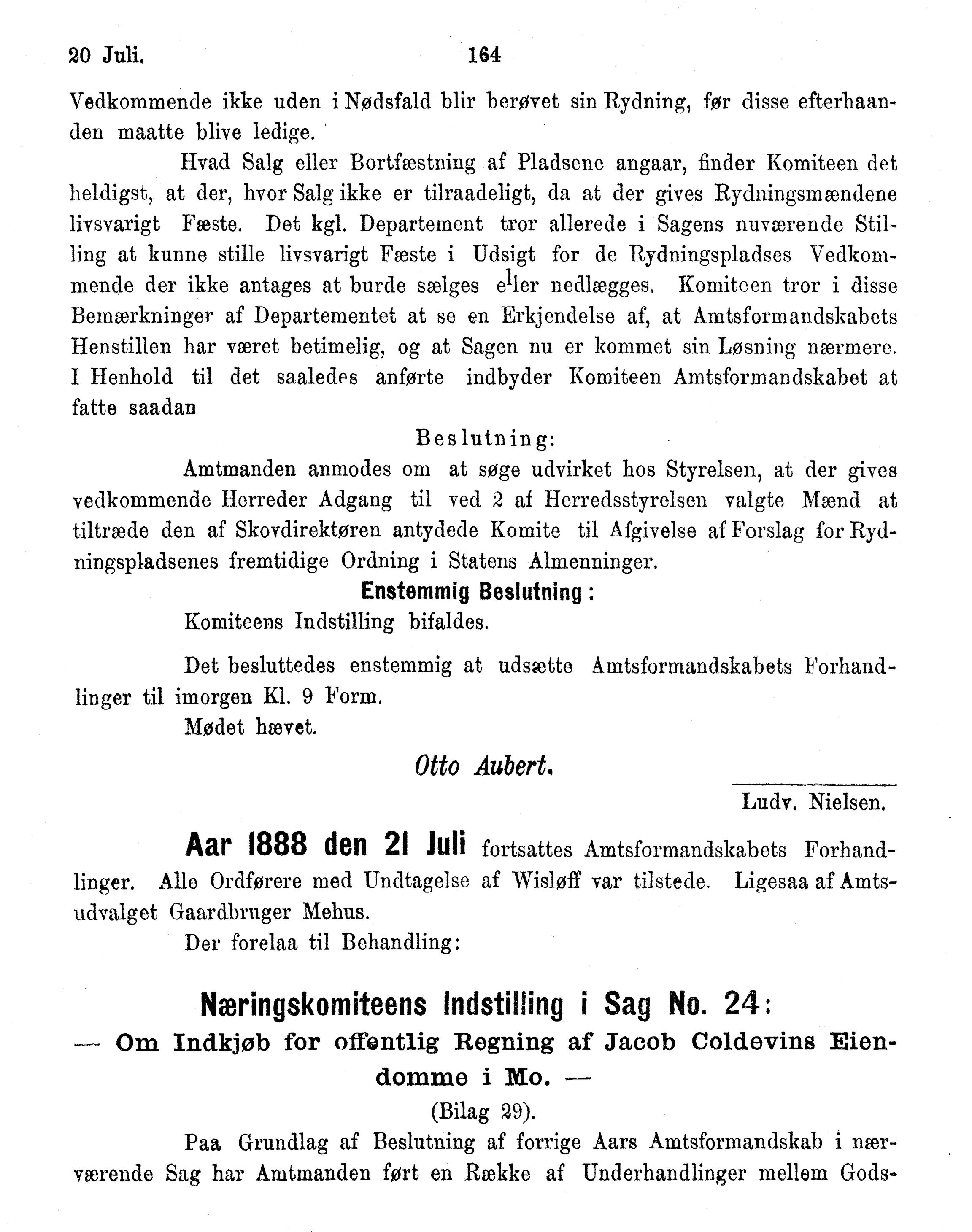 Nordland Fylkeskommune. Fylkestinget, AIN/NFK-17/176/A/Ac/L0015: Fylkestingsforhandlinger 1886-1890, 1886-1890, s. 164