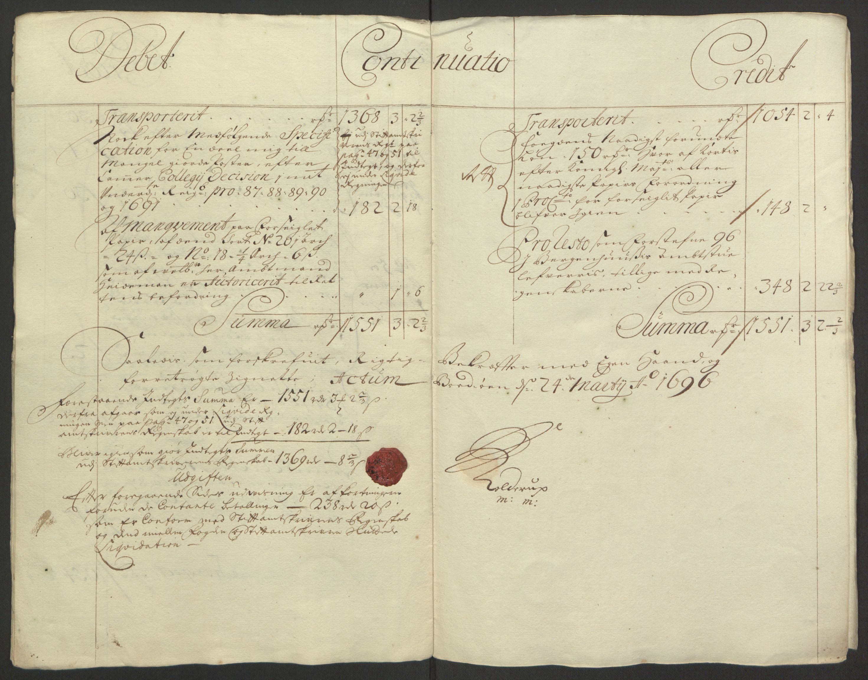 Rentekammeret inntil 1814, Reviderte regnskaper, Fogderegnskap, RA/EA-4092/R66/L4578: Fogderegnskap Salten, 1694-1696, s. 105