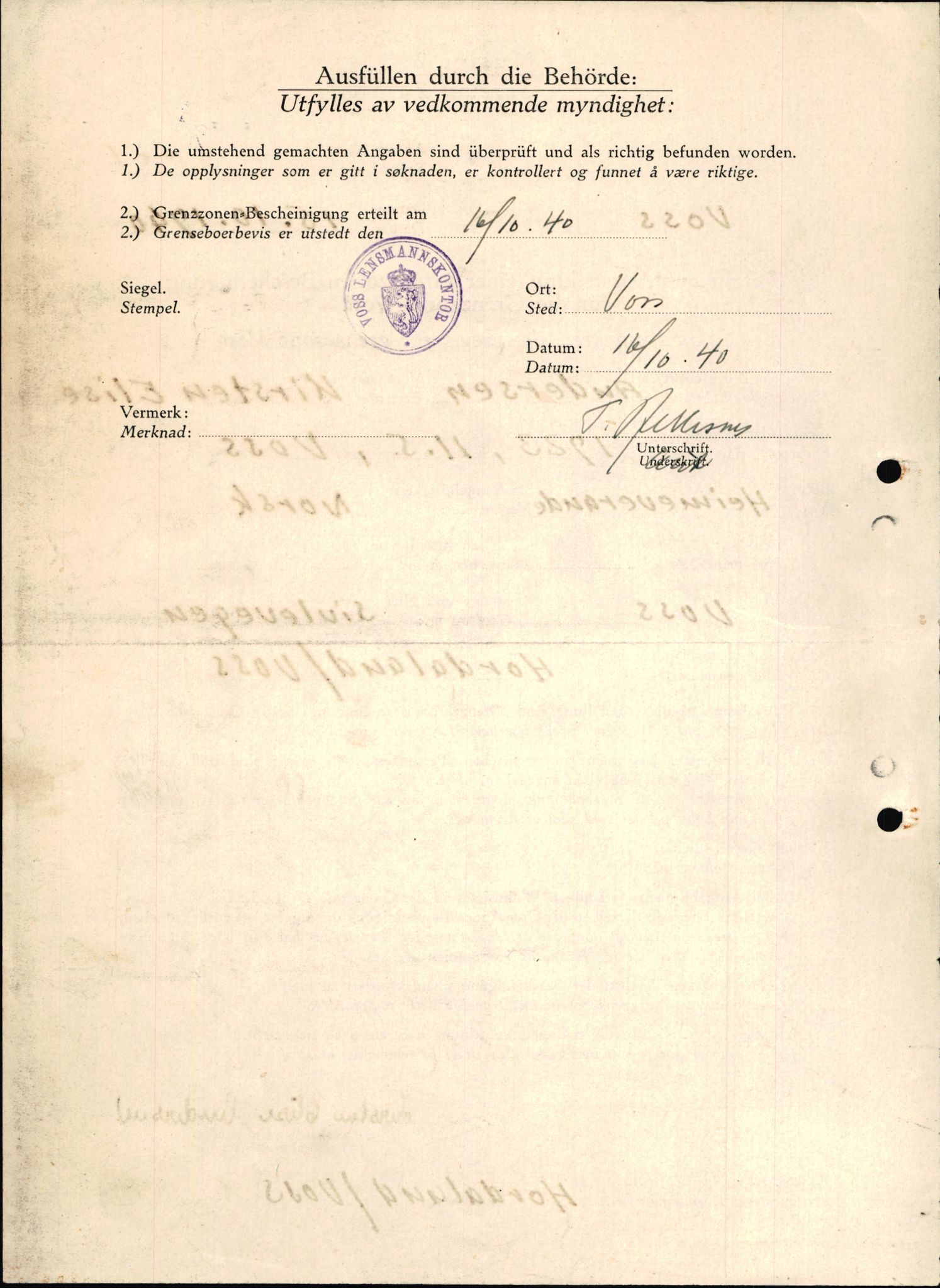 Lensmannen i Voss, AV/SAB-A-35801/0026/L0006: Søknader om grensebuarbevis, 3001 - 4500, 1940-1945, s. 2