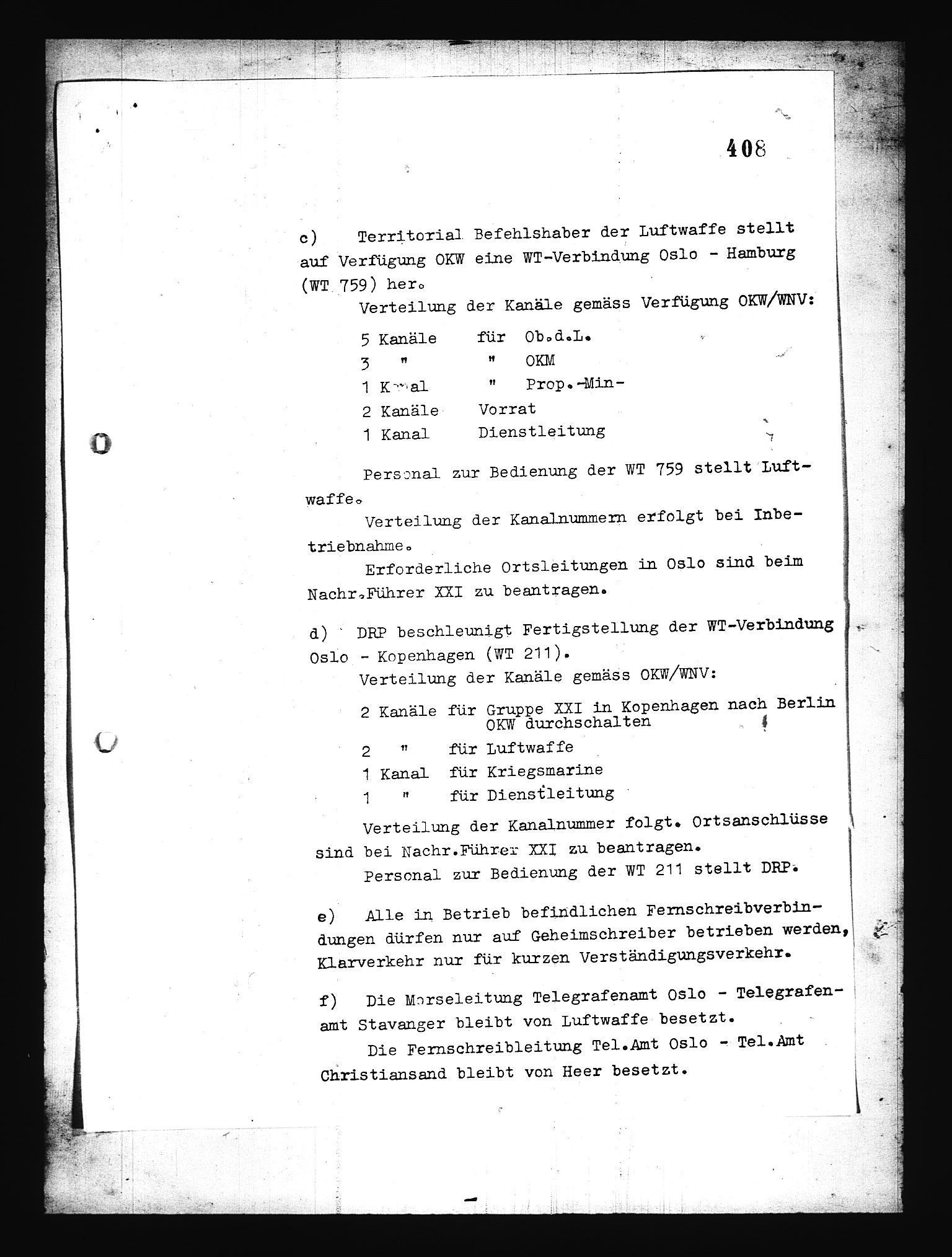 Documents Section, AV/RA-RAFA-2200/V/L0076: Amerikansk mikrofilm "Captured German Documents".
Box No. 715.  FKA jnr. 619/1954., 1940, s. 219